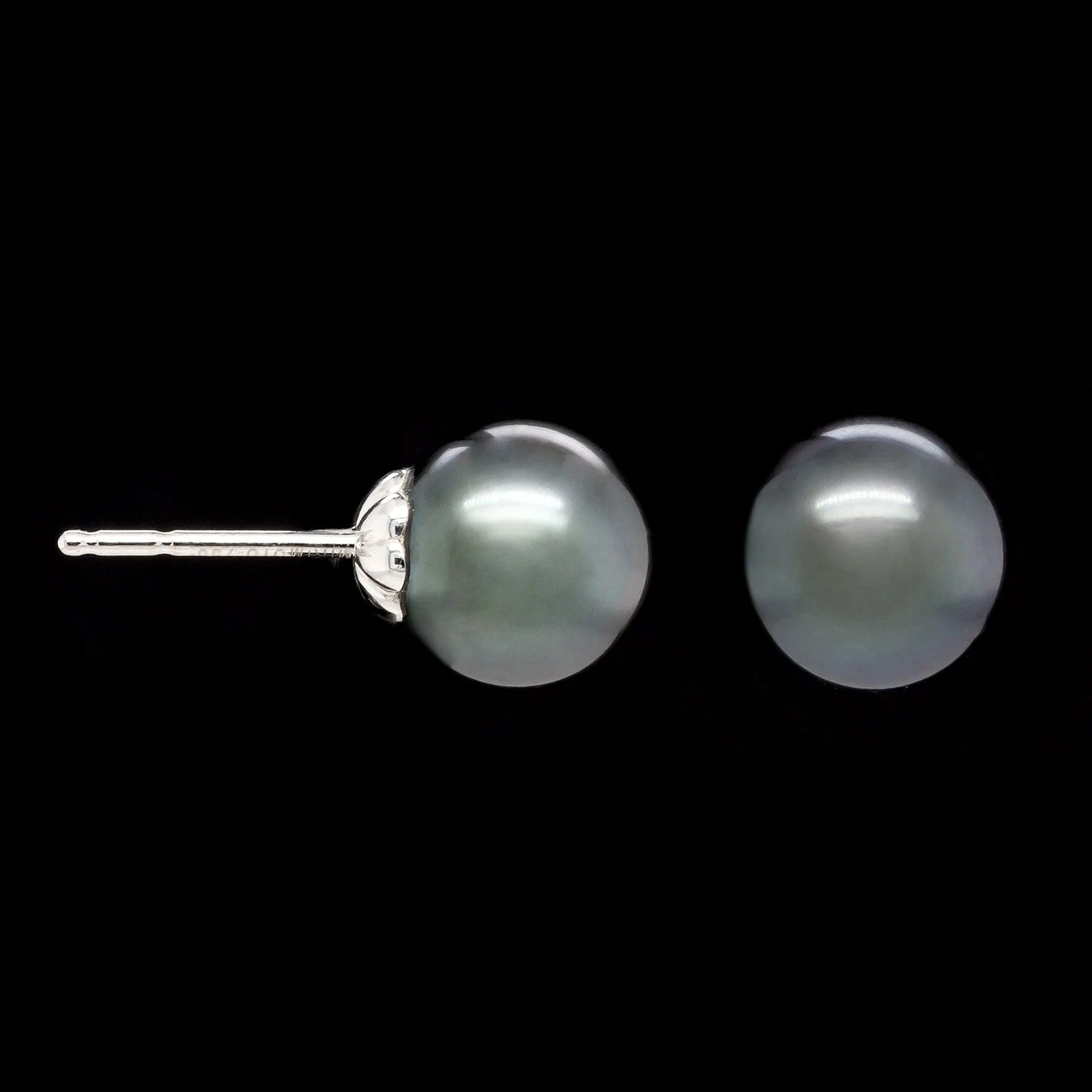 Mikimoto 18K White Gold Estate Black South Sea Cultured Pearl Stud Earrings