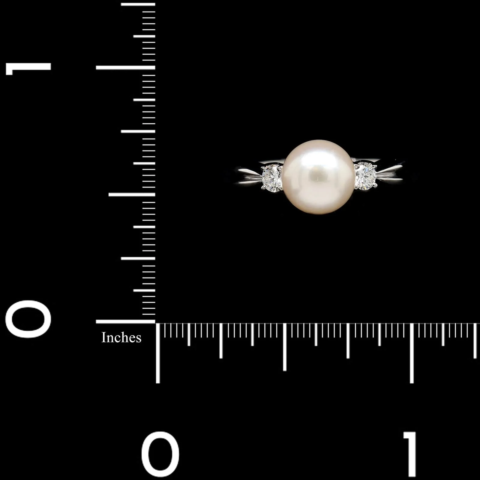 Mikimoto 18K White Gold Estate Cultured Akoya Pearl and Diamond Ring - Image 4