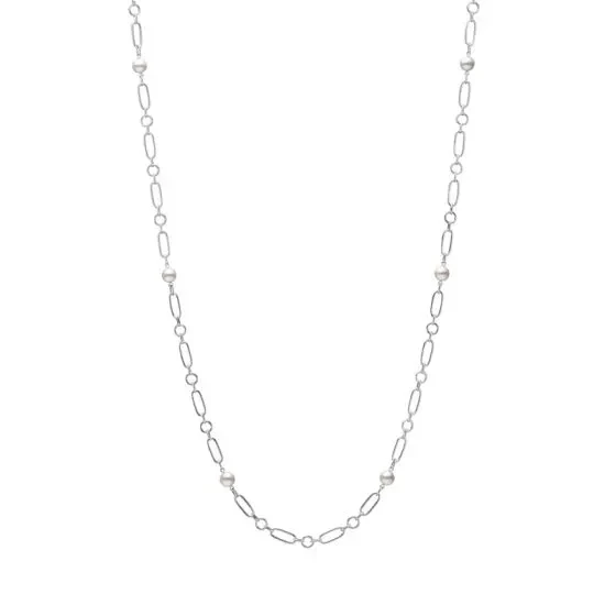 Mikimoto 18K White Gold Pearl Station Necklace