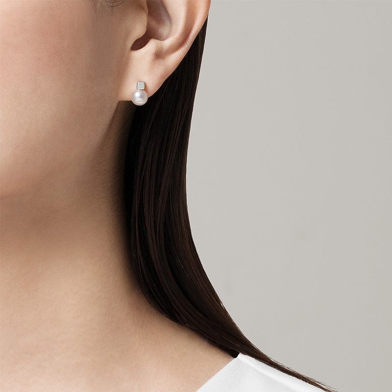 Mikimoto 18K White Gold Pearl Stud Earrings - Image 2