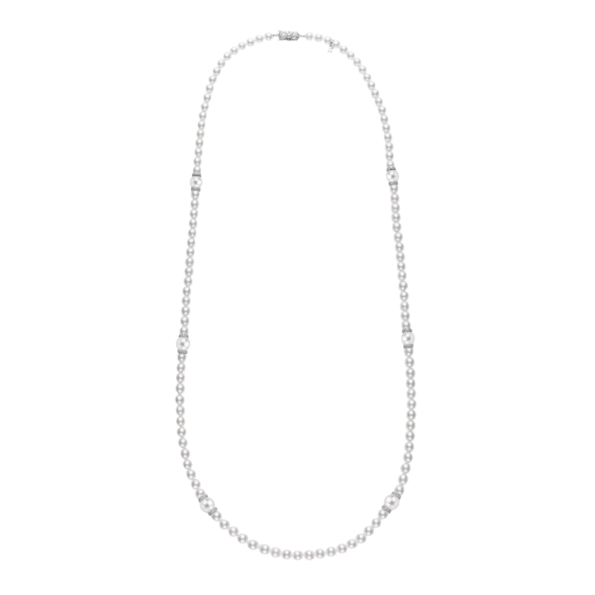 Mikimoto 18K White Gold White South Sea and Akoya Pearl 37" Necklace
