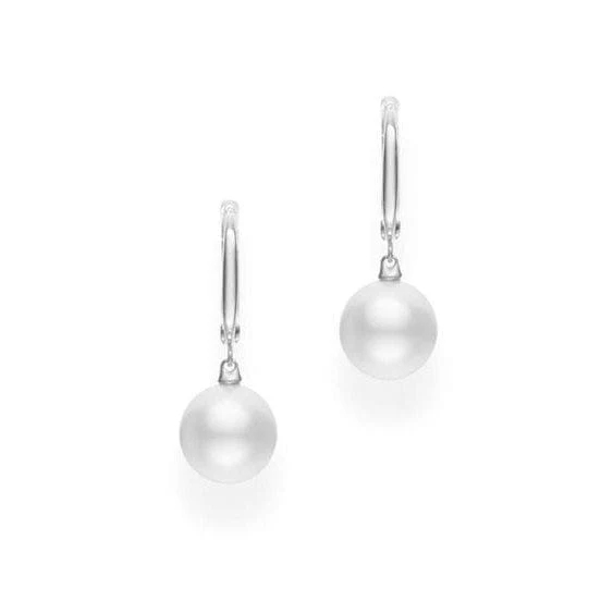 Mikimoto 18K White Gold White South Sea Pearl Drop Earrings