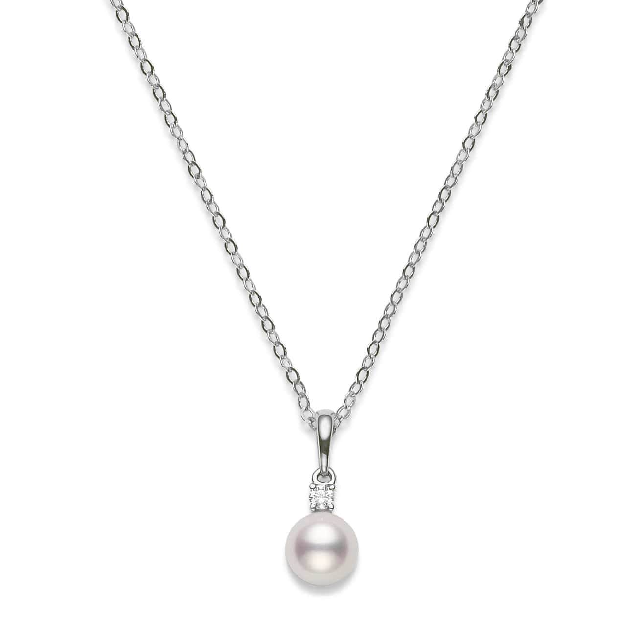 Mikimoto 18K White Gold White South Sea Pearl Pendant with Diamond Accents