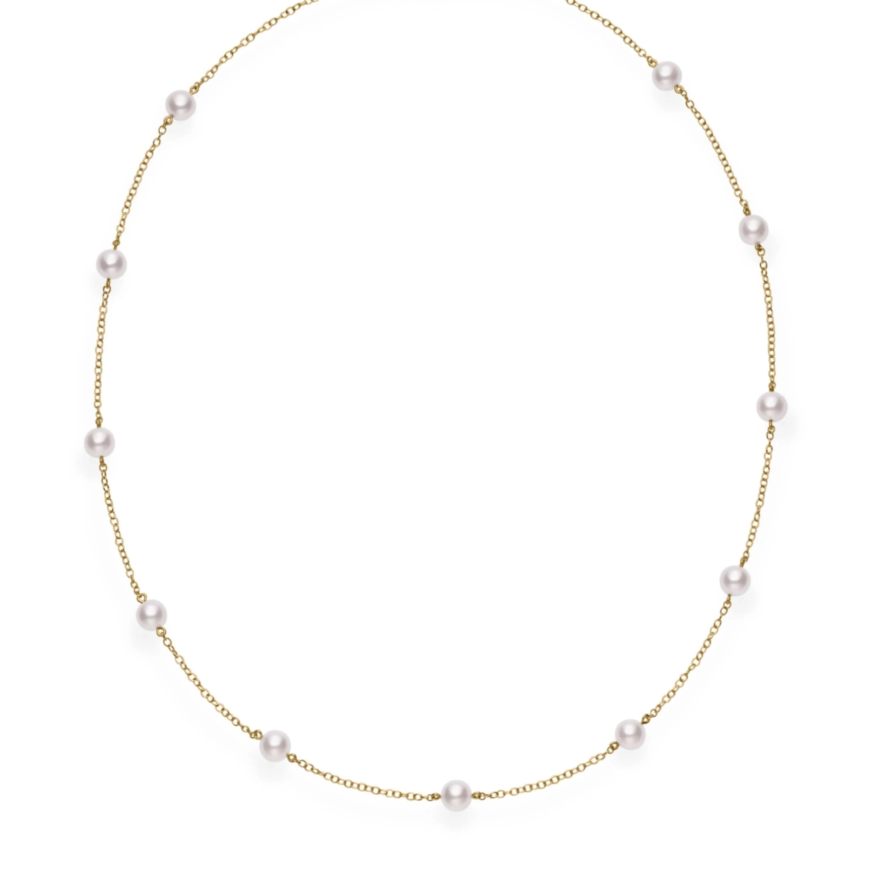 Mikimoto 18K Yellow Gold Akoya Cultured Pearl Station Necklace
