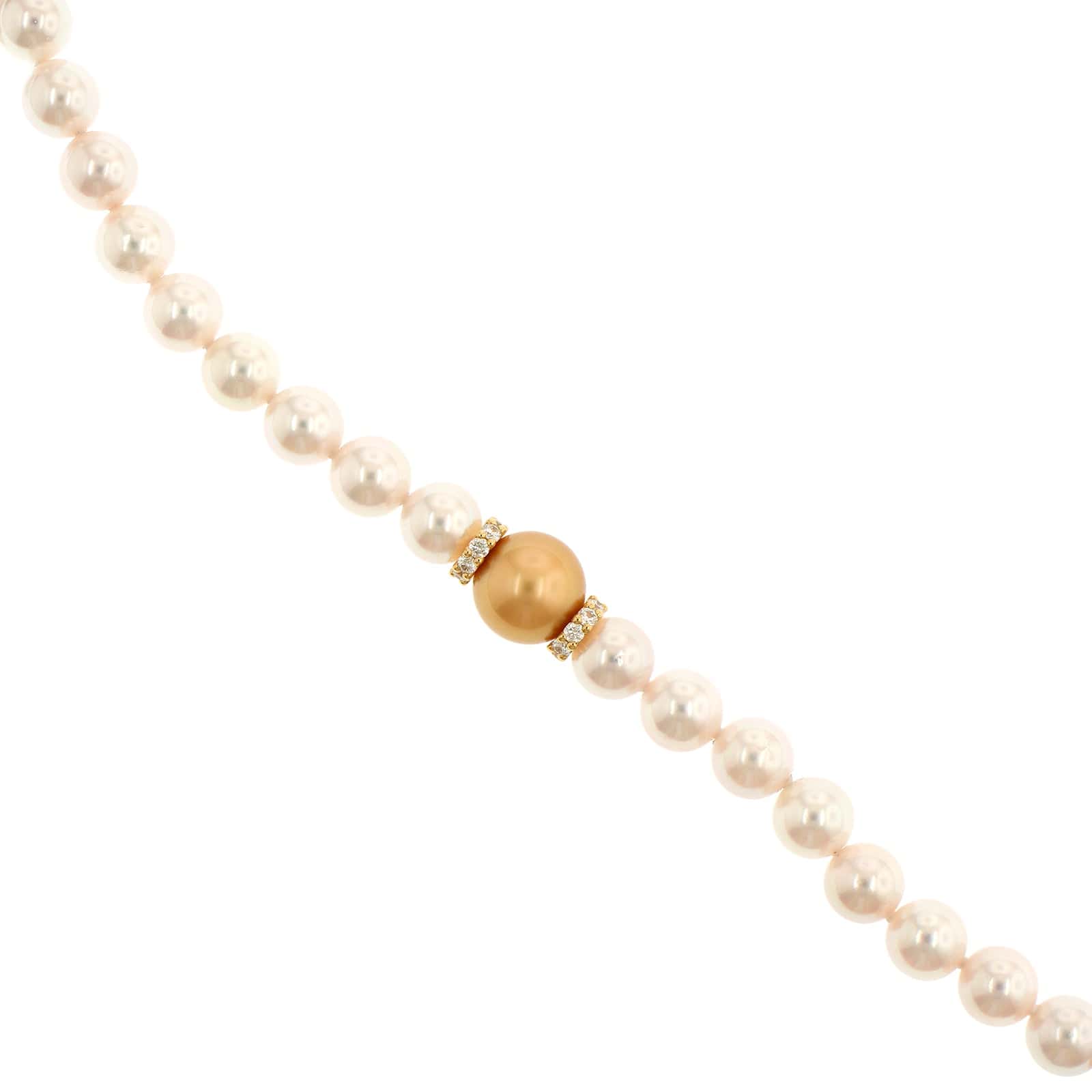 Mikimoto 18K Yellow Gold Akoya Pearl and Diamond Bracelet - Image 2