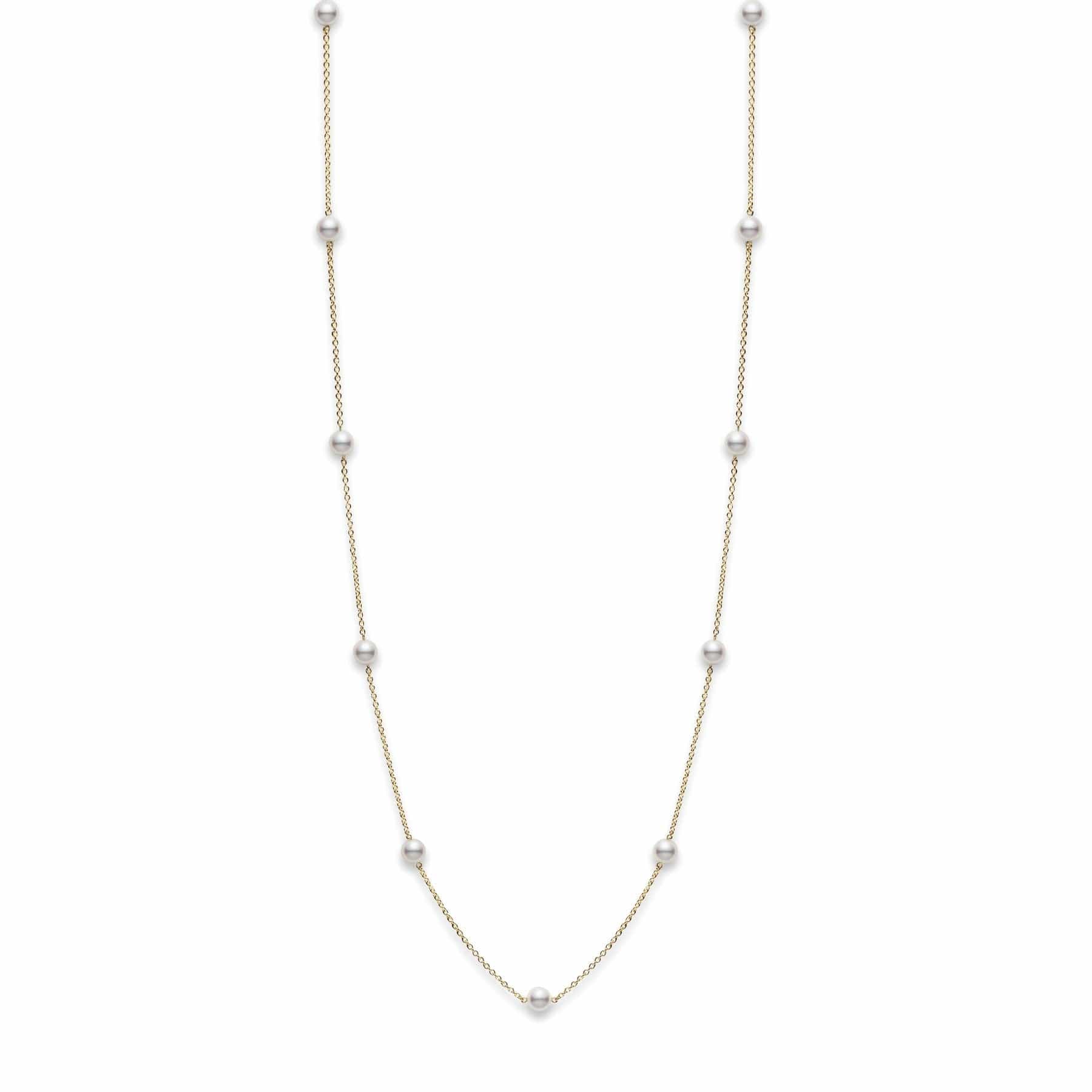 Mikimoto 18K Yellow Gold Akoya Pearl Tin Cup Necklace