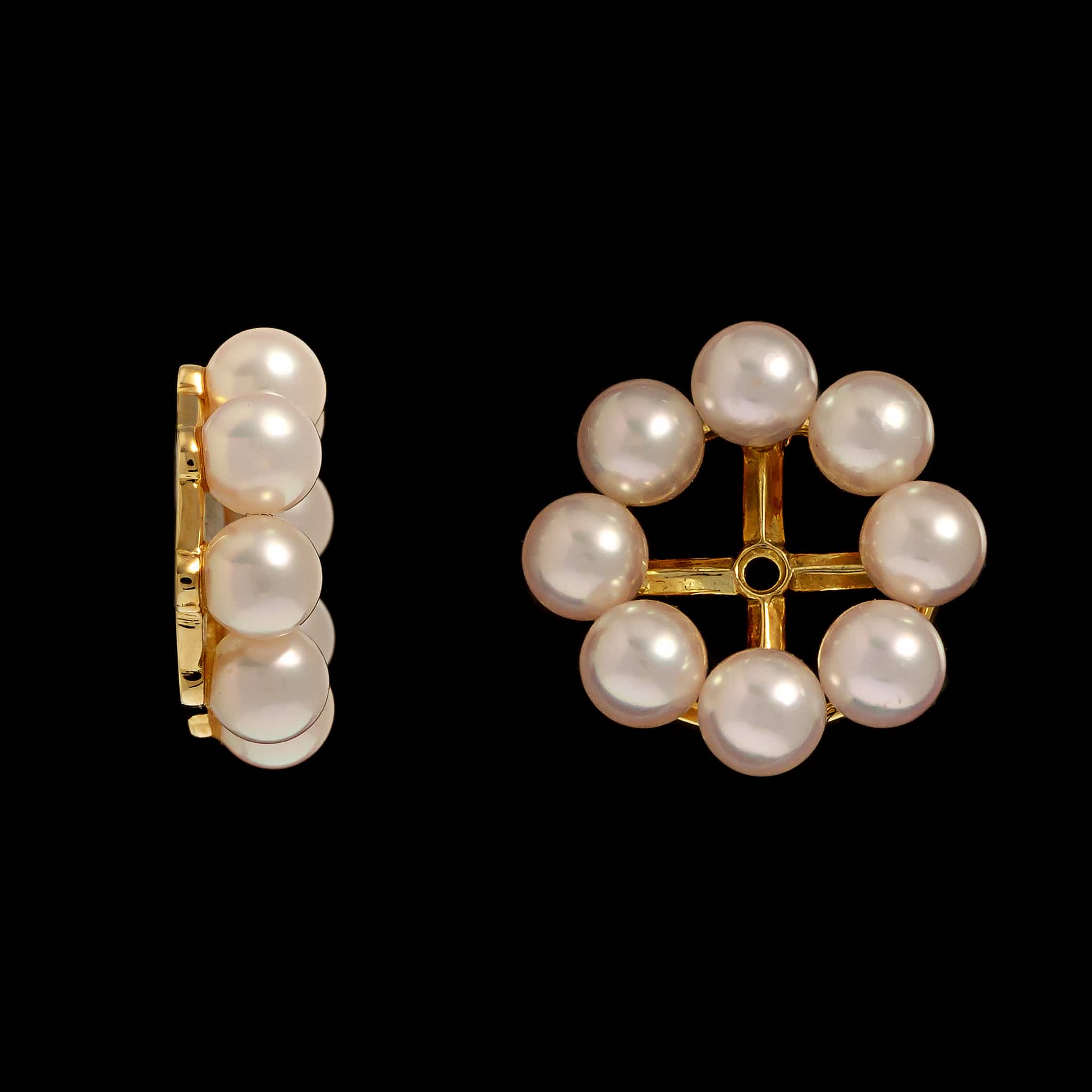 Mikimoto 18K Yellow Gold Estate Akoya Cultured Pearl Earring Jackets