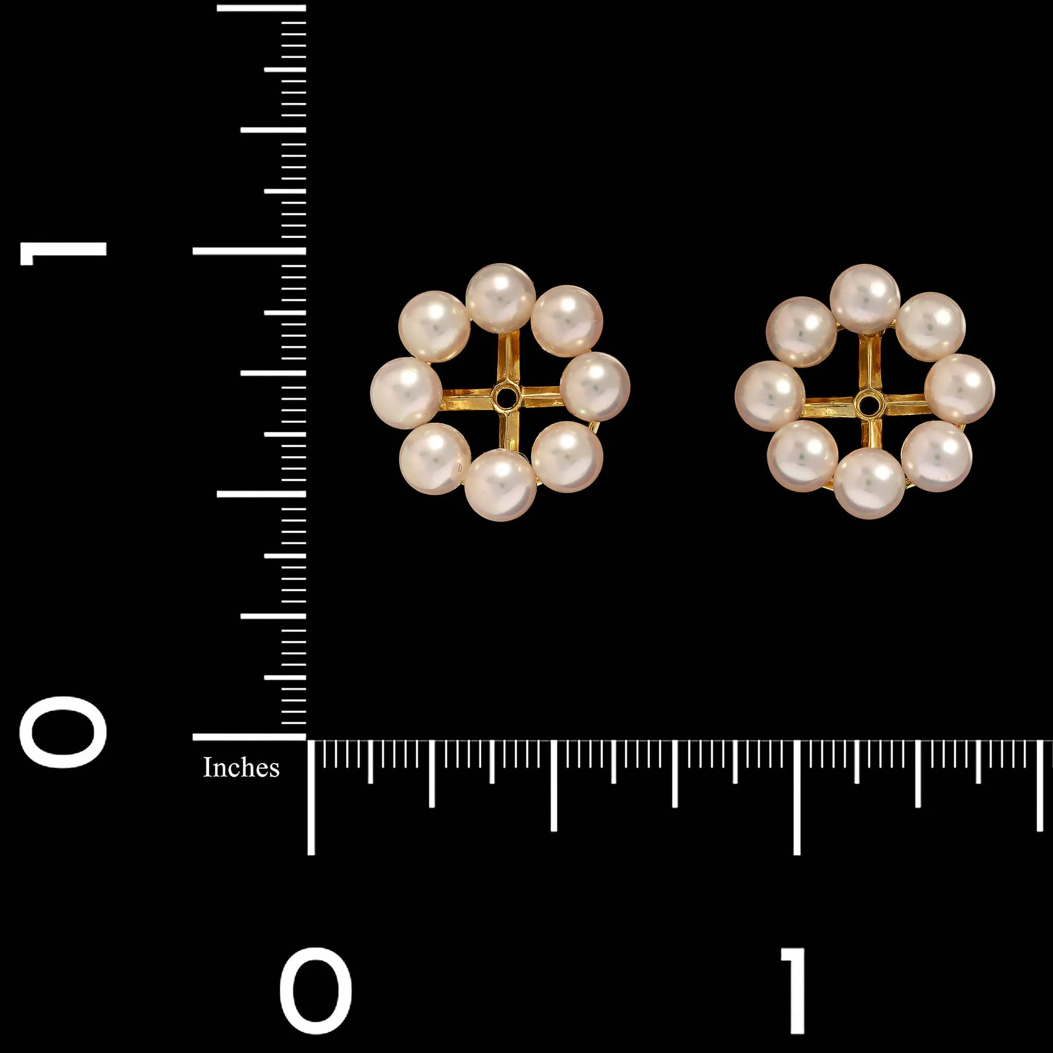 Mikimoto 18K Yellow Gold Estate Akoya Cultured Pearl Earring Jackets - Image 2
