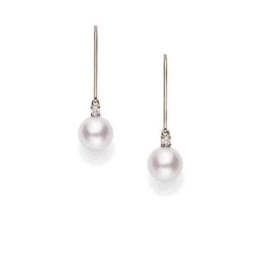 Mikimoto 18K Yellow Gold Pearl Drop Earrings