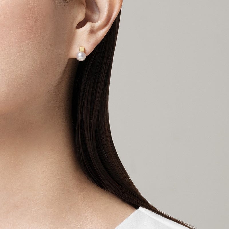 Mikimoto 18K Yellow Gold Pearl Stud Earrings - Image 2