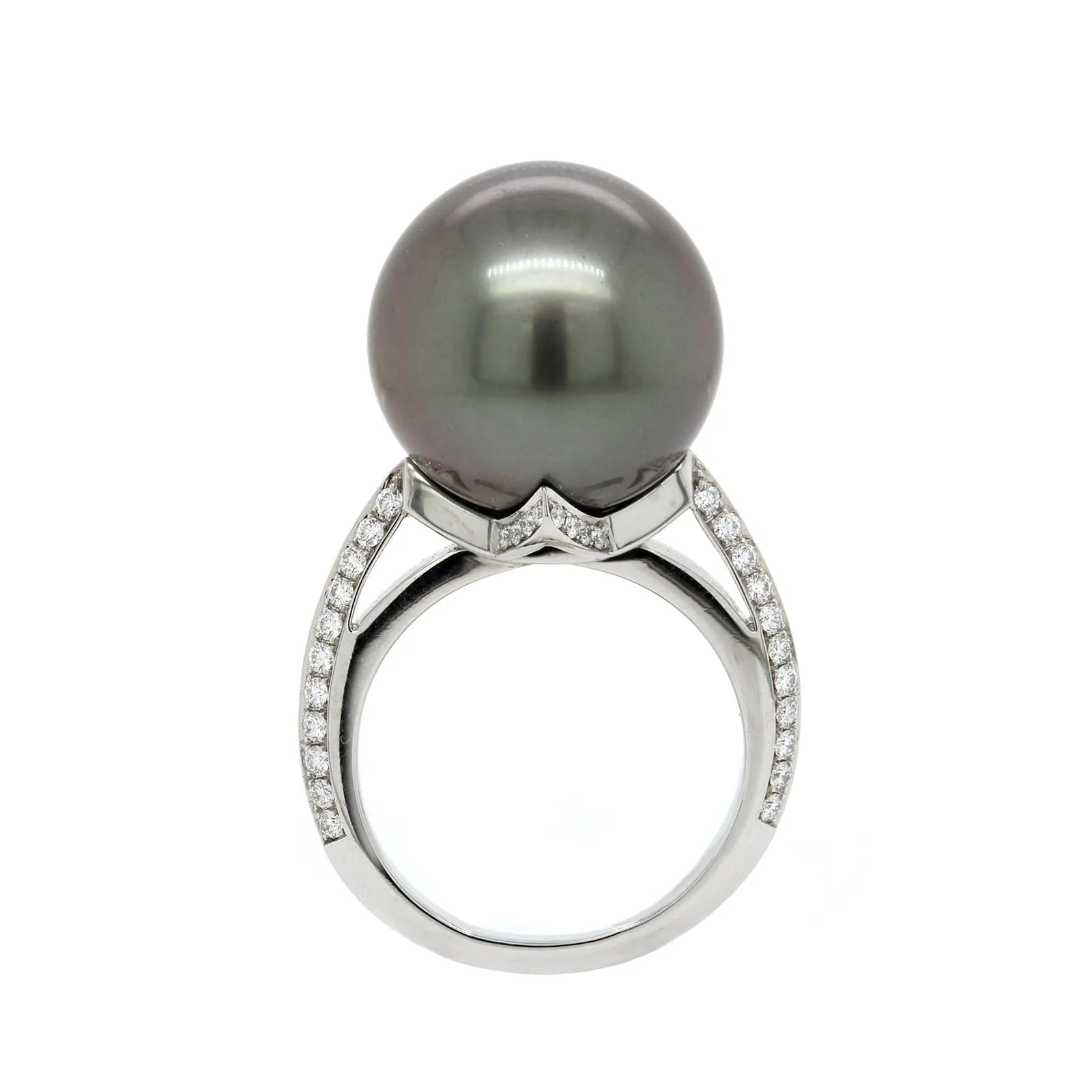 Mikimoto Platinum Black South Sea Pearl And Diamond Ring - Image 3