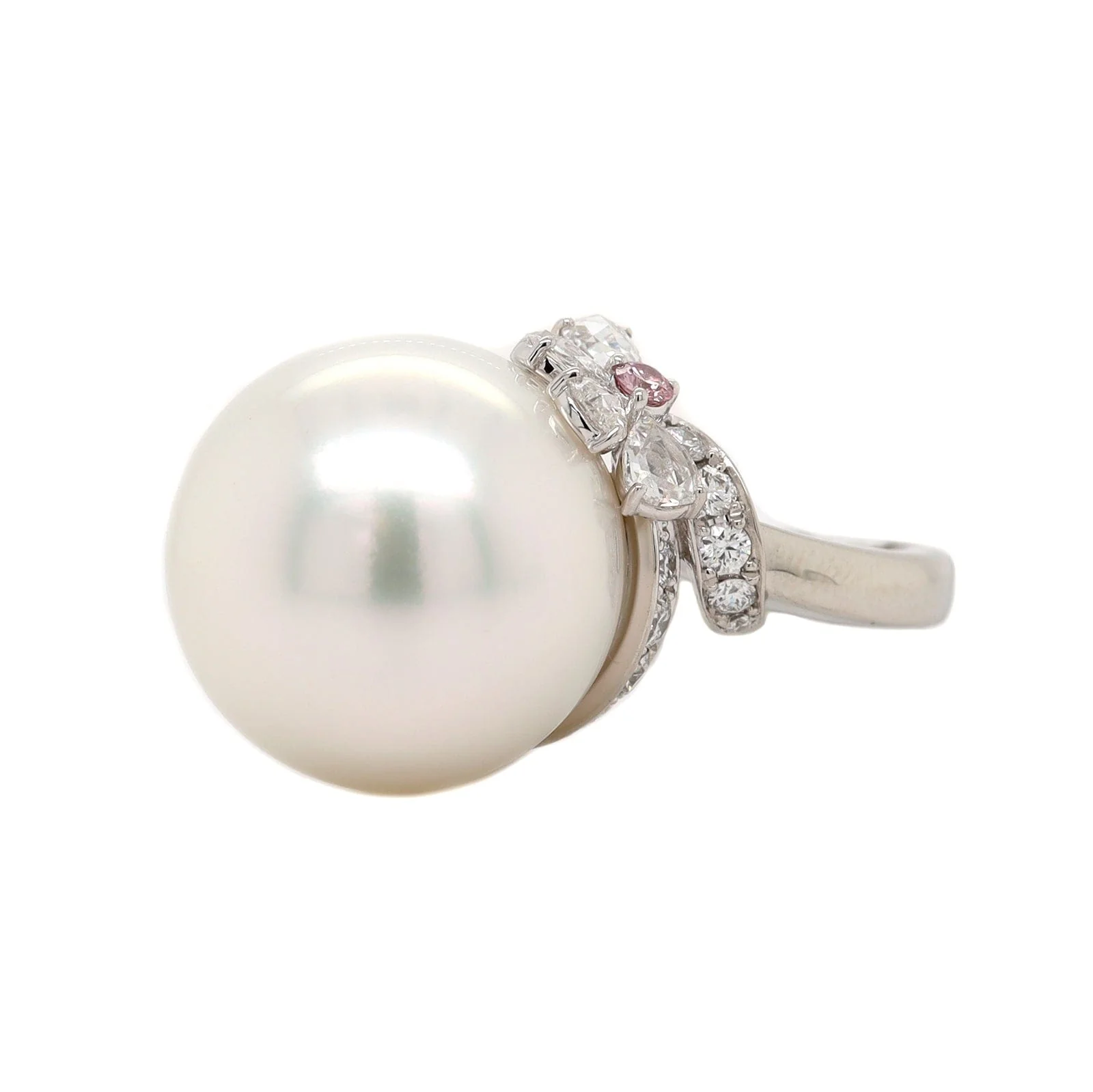 Mikimoto Platinum White South Sea Pearl and Diamond Ring - Image 2