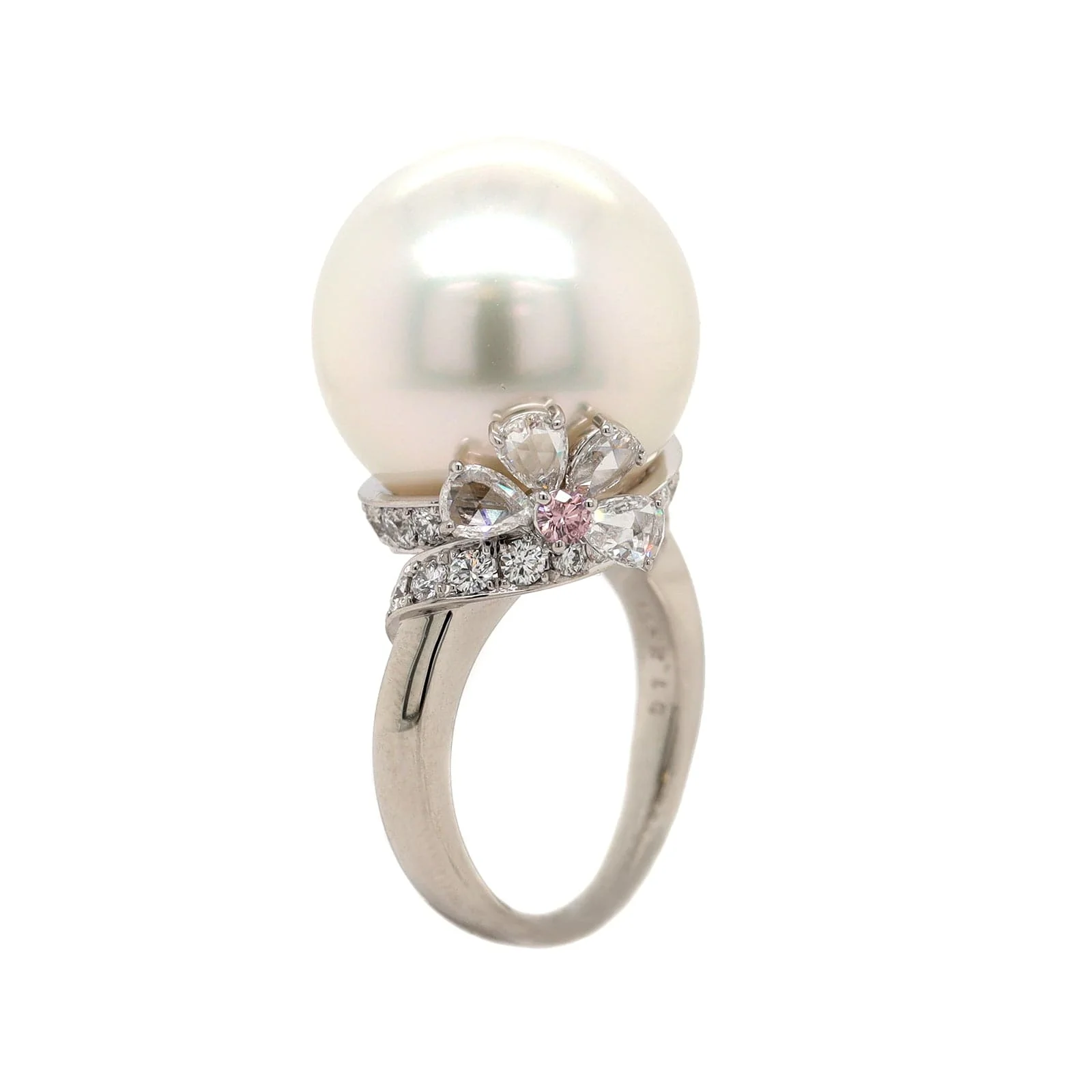 Mikimoto Platinum White South Sea Pearl and Diamond Ring - Image 3