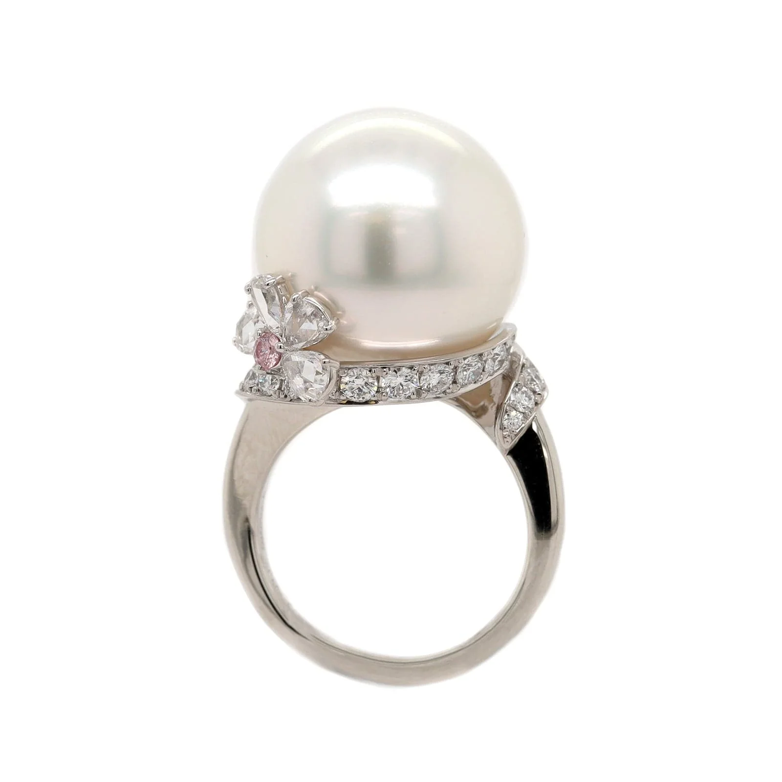 Mikimoto Platinum White South Sea Pearl and Diamond Ring - Image 4