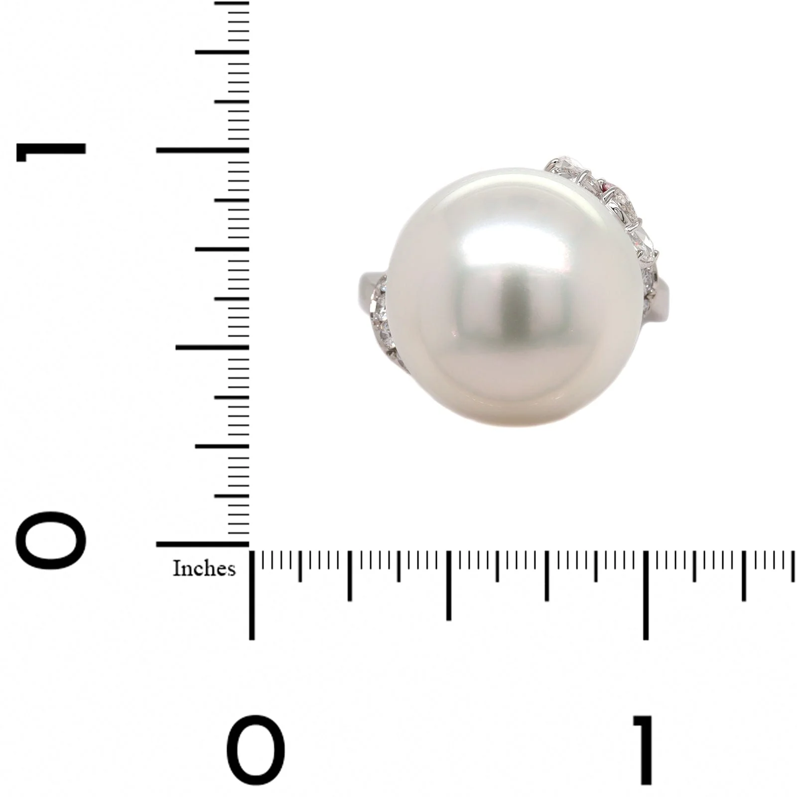 Mikimoto Platinum White South Sea Pearl and Diamond Ring - Image 5