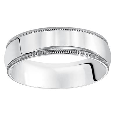 14K White Gold Comfort Fit Milgrain Band 4mm - Image 3