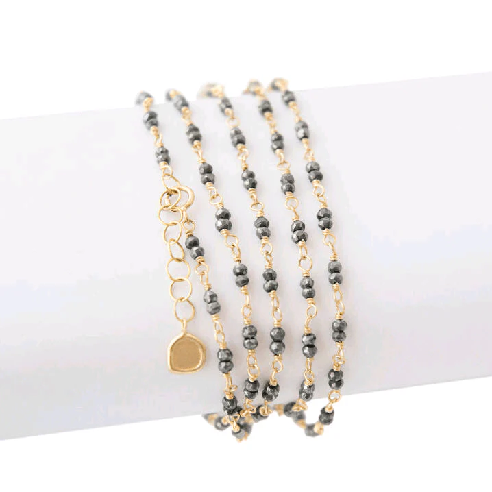 18K Yellow Gold Hematite Wrap Bracelet