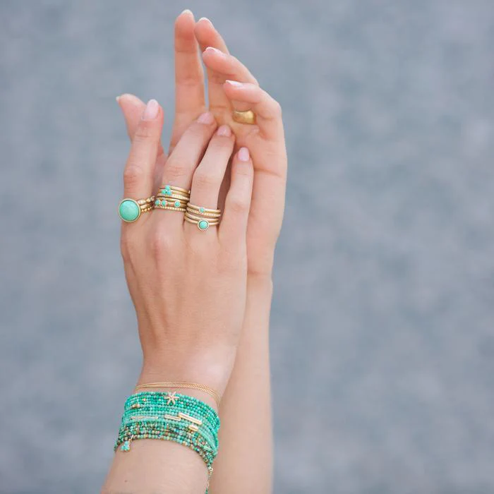 18K Yellow Gold Turquoise Wrap Bracelet - Image 2