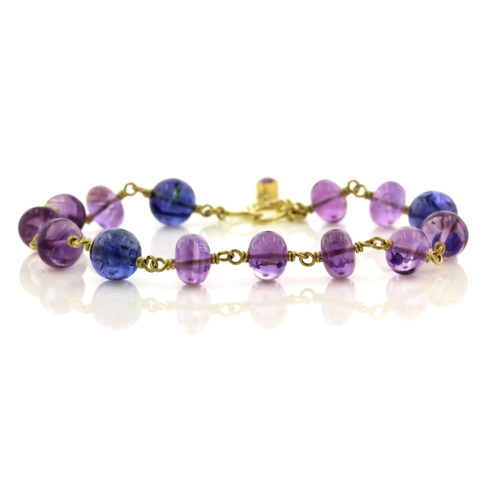 Mallary Marks 18K and 22K Yellow Gold Amethyst and Tanzanite Bracelet - Image 4