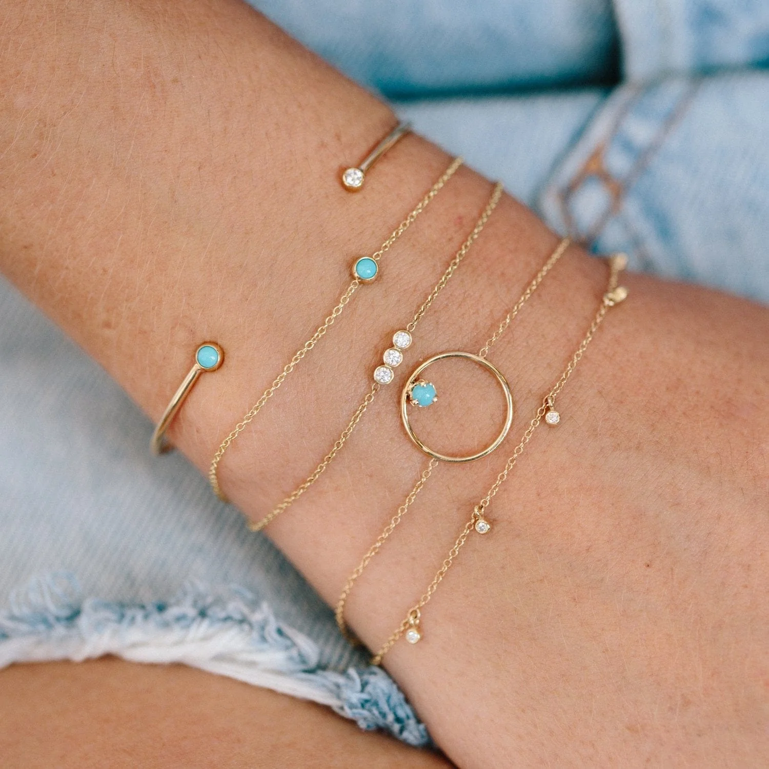 Zoe Chicco 14K Yellow Gold Turquoise Bezel Set Bracelet - Image 2