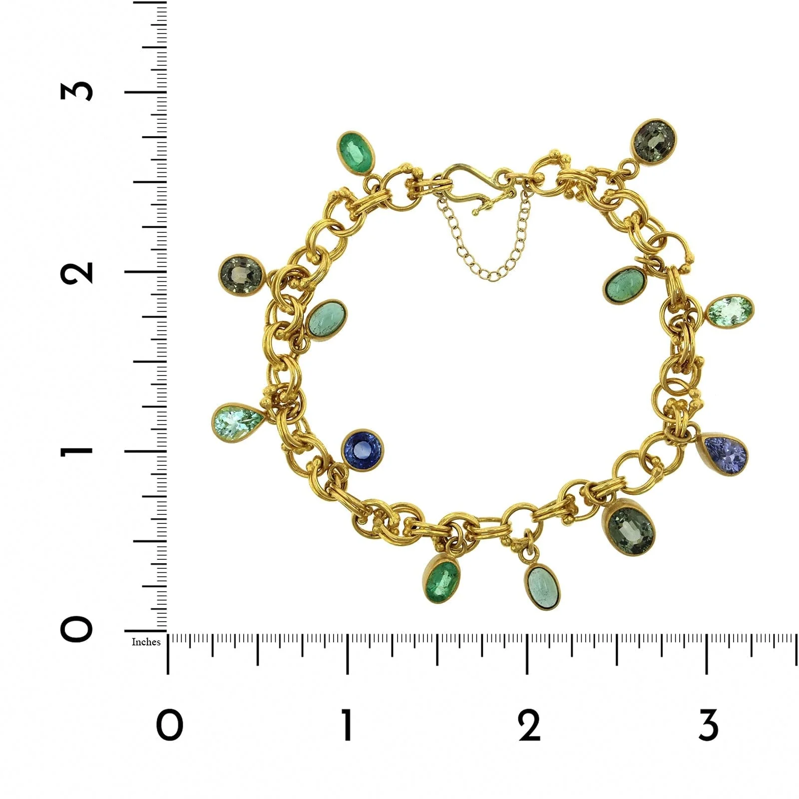 Mallary Marks 22K and 18K Yellow Gold Multi Gemstone Charm Bracelet - Image 3
