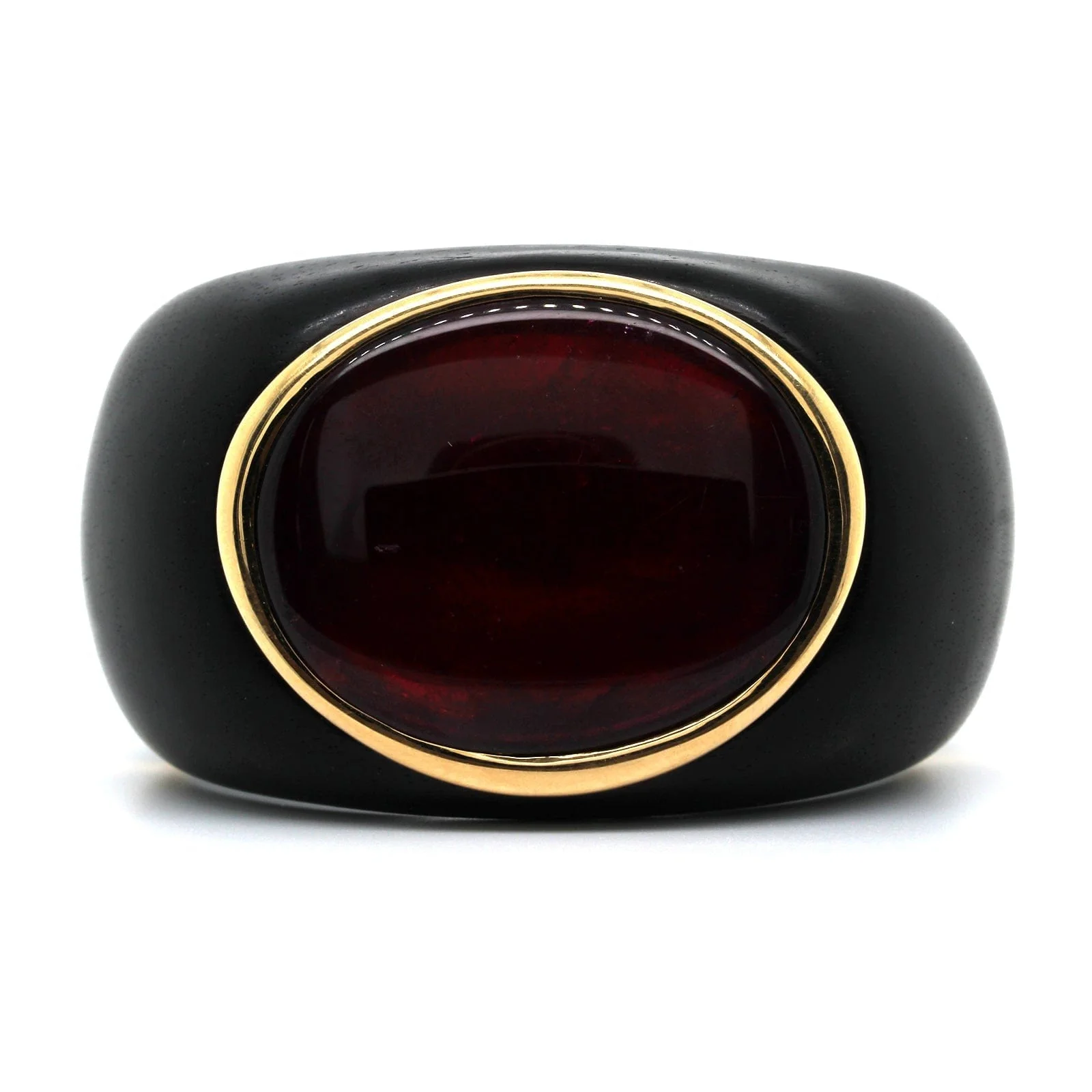 18K Yellow Gold Pink Tourmaline Ebony Cuff Bracelet