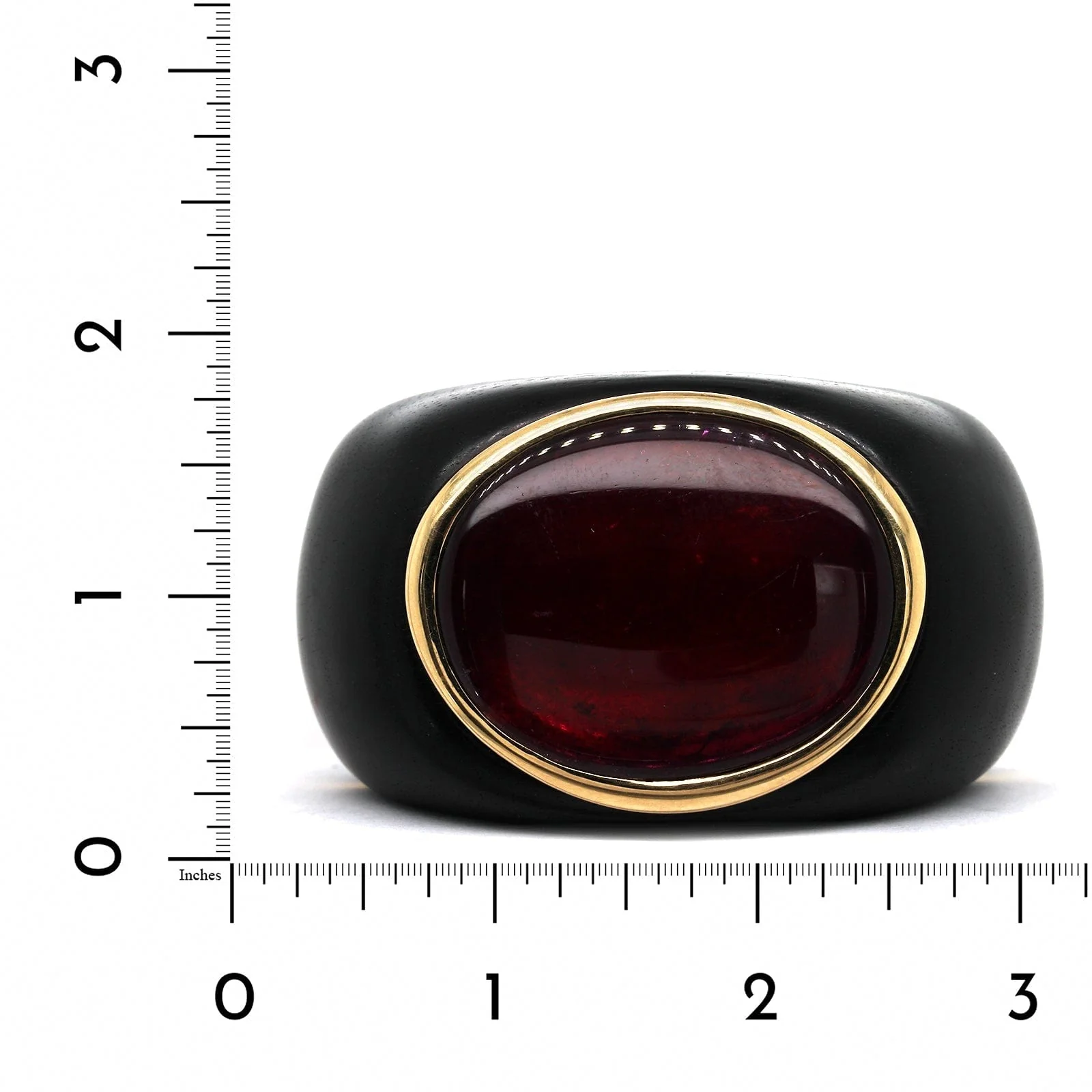 18K Yellow Gold Pink Tourmaline Ebony Cuff Bracelet - Image 3