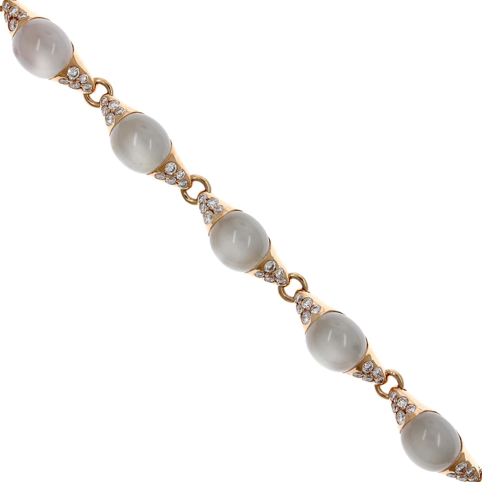 18K Rose Gold Moonstone Diamond Bracelet - Image 2
