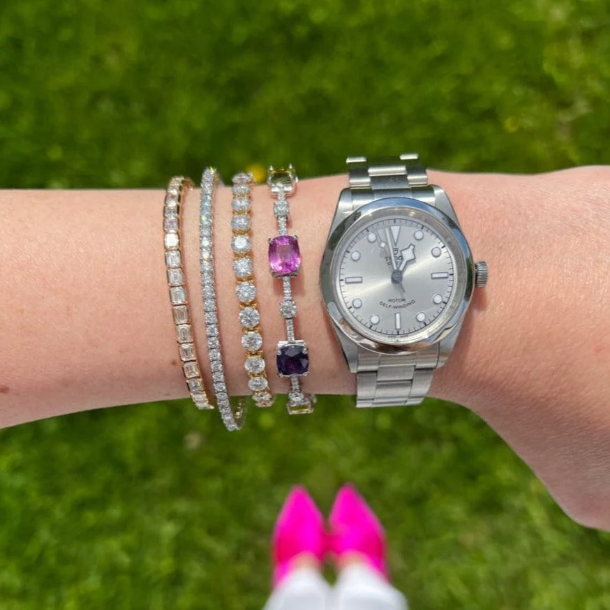 18K White Gold Sapphire and Tsavorite Bracelet - Image 2