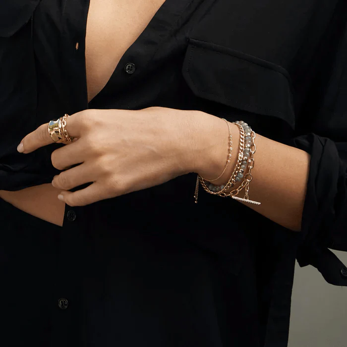 Zoe Chicco 14K Yellow Gold Labradorite and Diamond Bracelet - Image 2