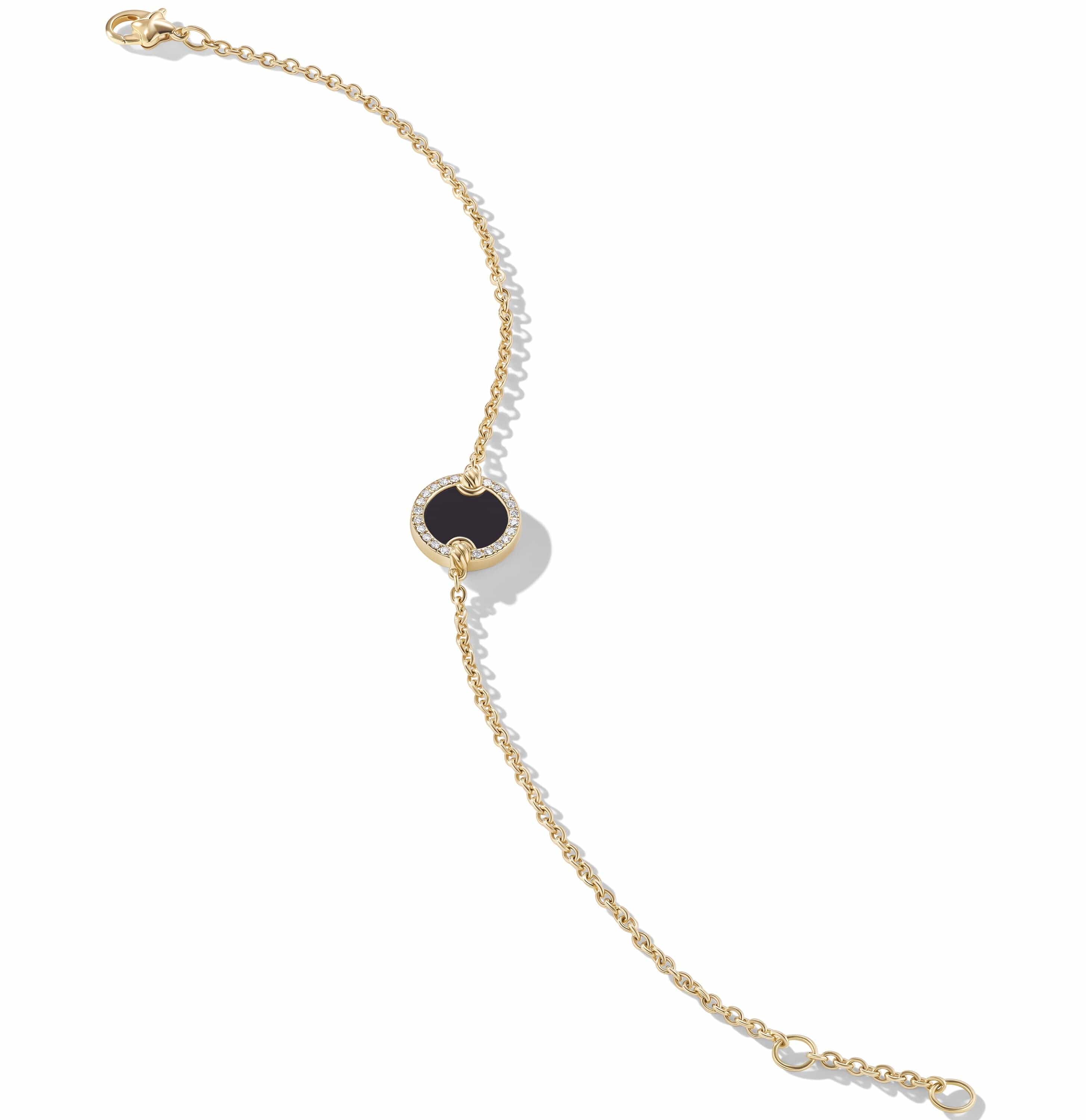 Petite DY Elements® Center Station Chain Bracelet in 18K Yellow Gold with Black Onyx and Pavé Diamonds - Image 3
