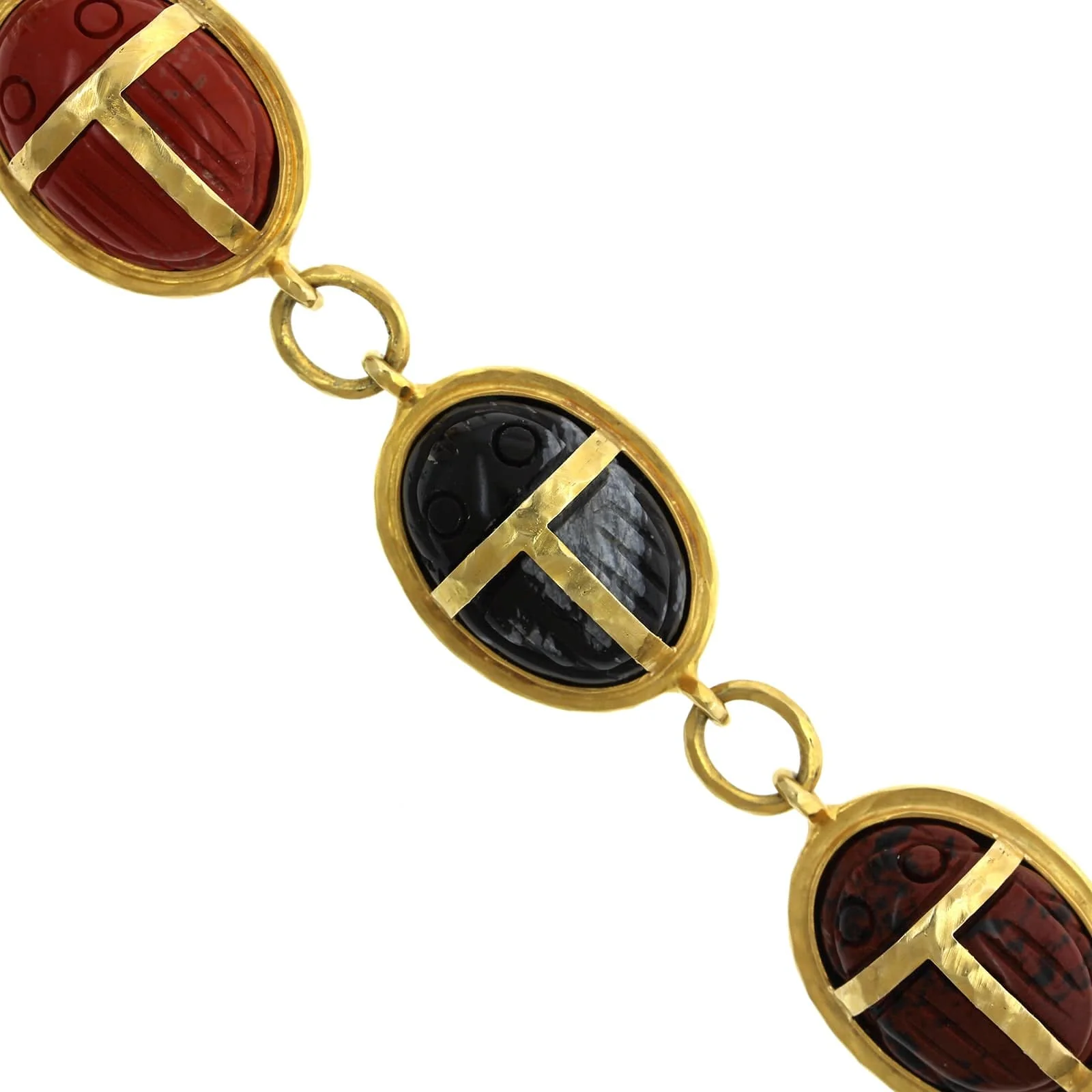 Christina Alexiou 14K Yellow Gold Agate and Carnelian Scarab Bracelet - Image 3