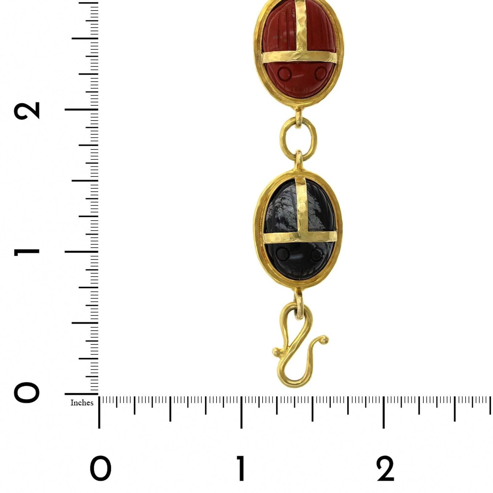 Christina Alexiou 14K Yellow Gold Agate and Carnelian Scarab Bracelet - Image 4