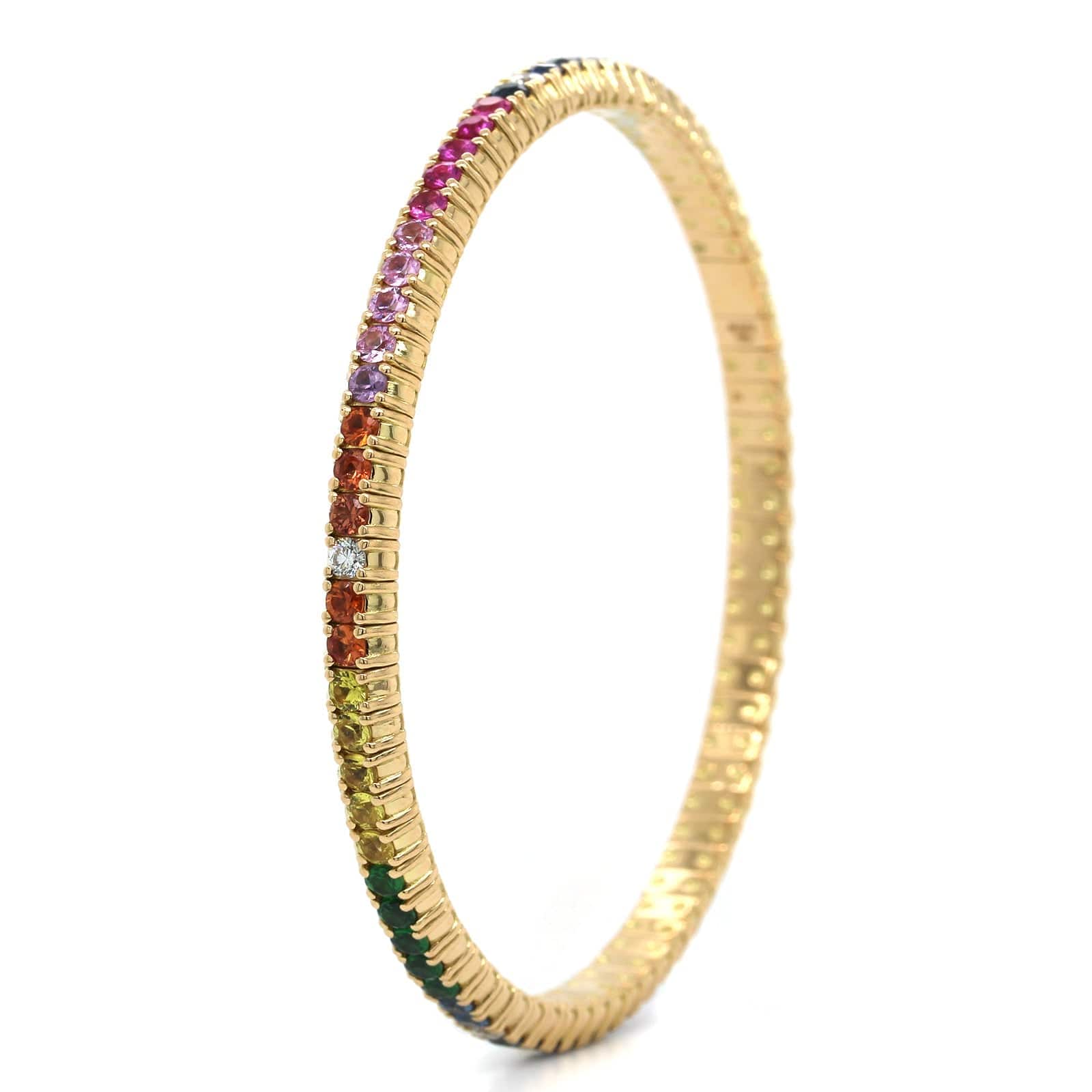 Zydo 18K Yellow Gold Sapphire and Multi Gemstone Stretch Bracelet - Image 2