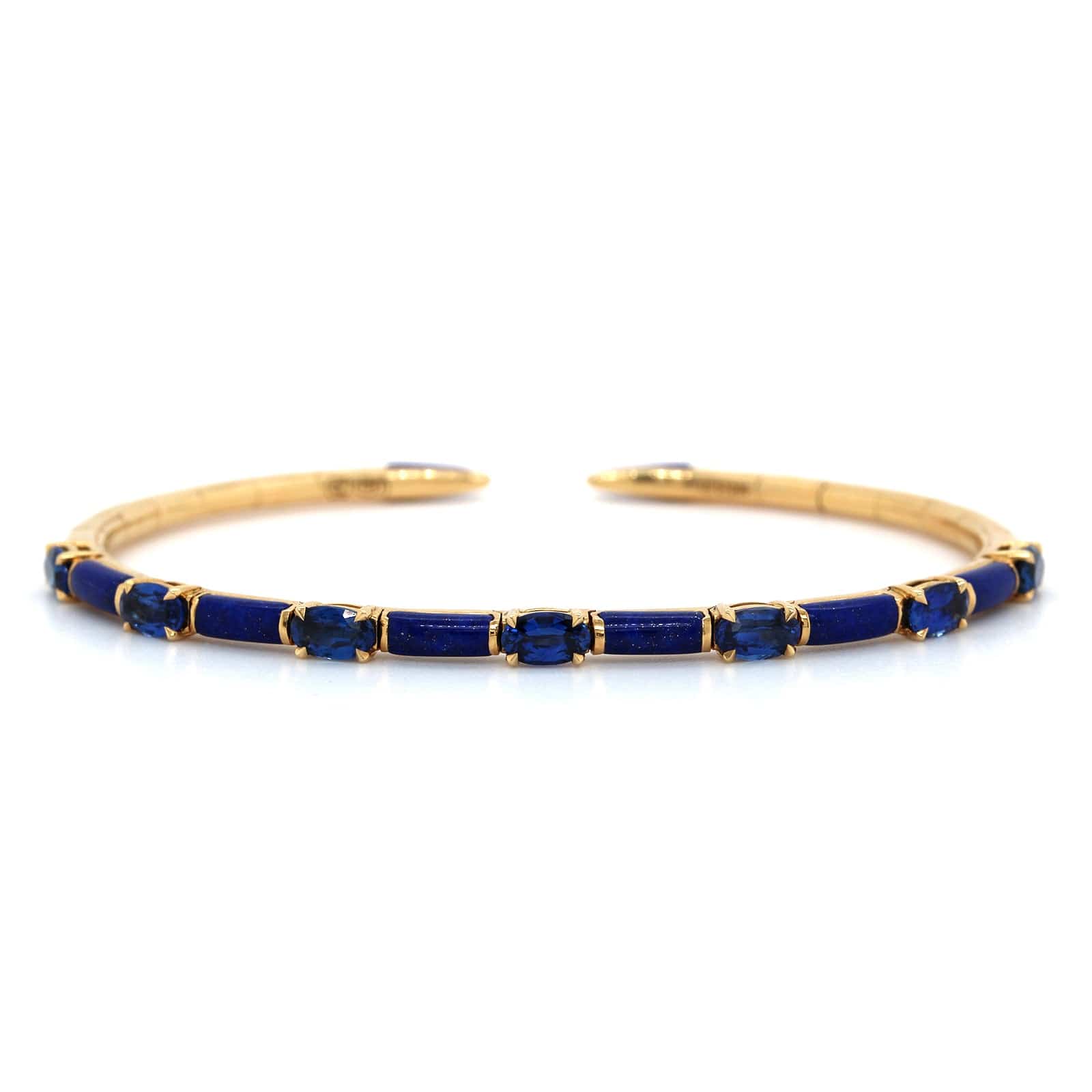 Etho Maria 18K Yellow Gold Sapphire and Lapis Cuff Bracelet - Image 4