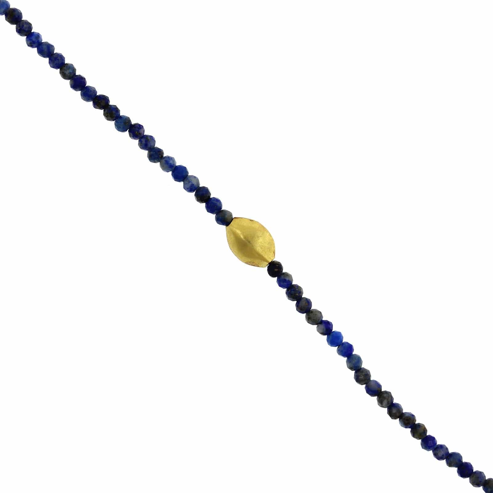18K Yellow Gold Lapis Beaded Bracelet - Image 2