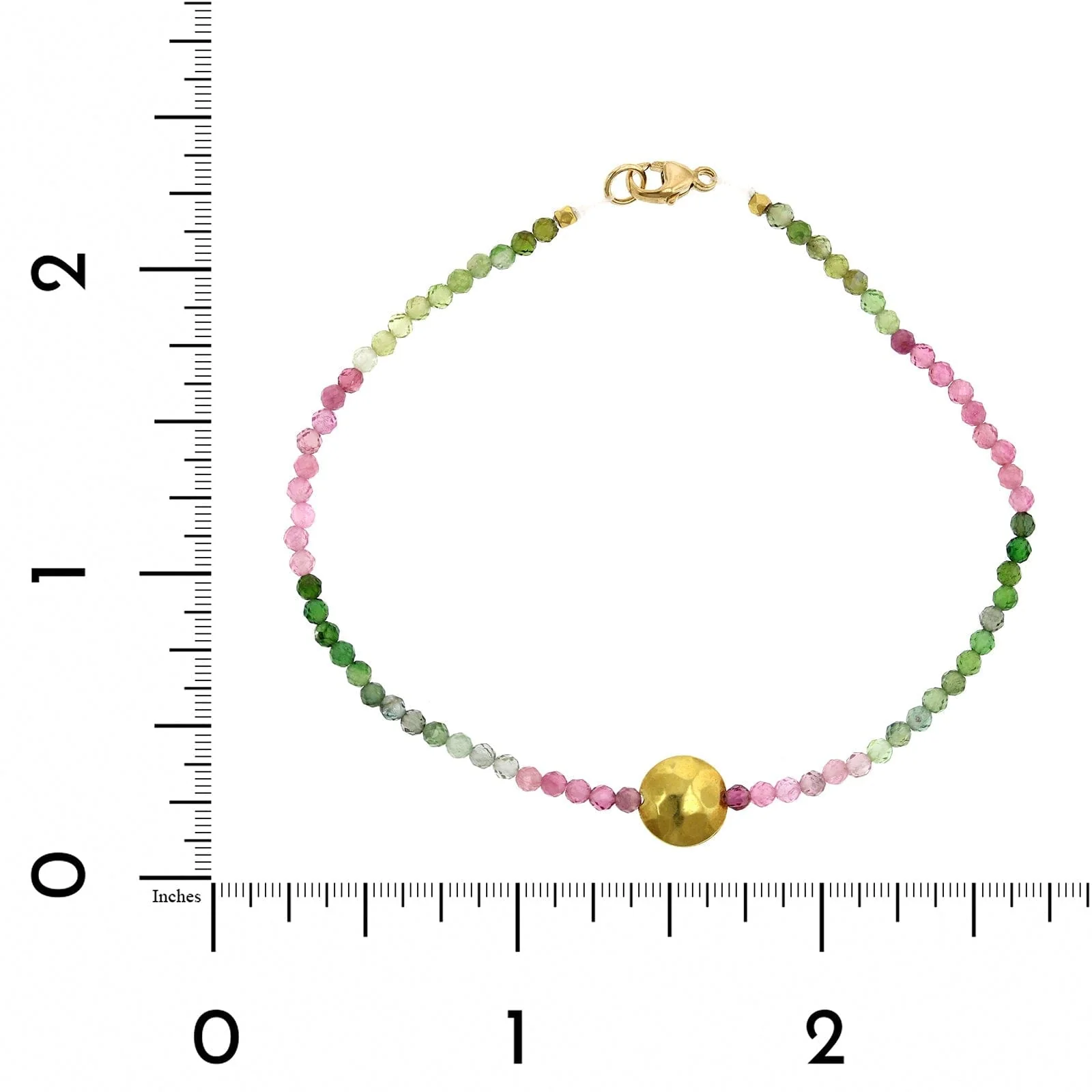 18K Yellow Gold Tourmaline Beaded Bracelet - Image 3
