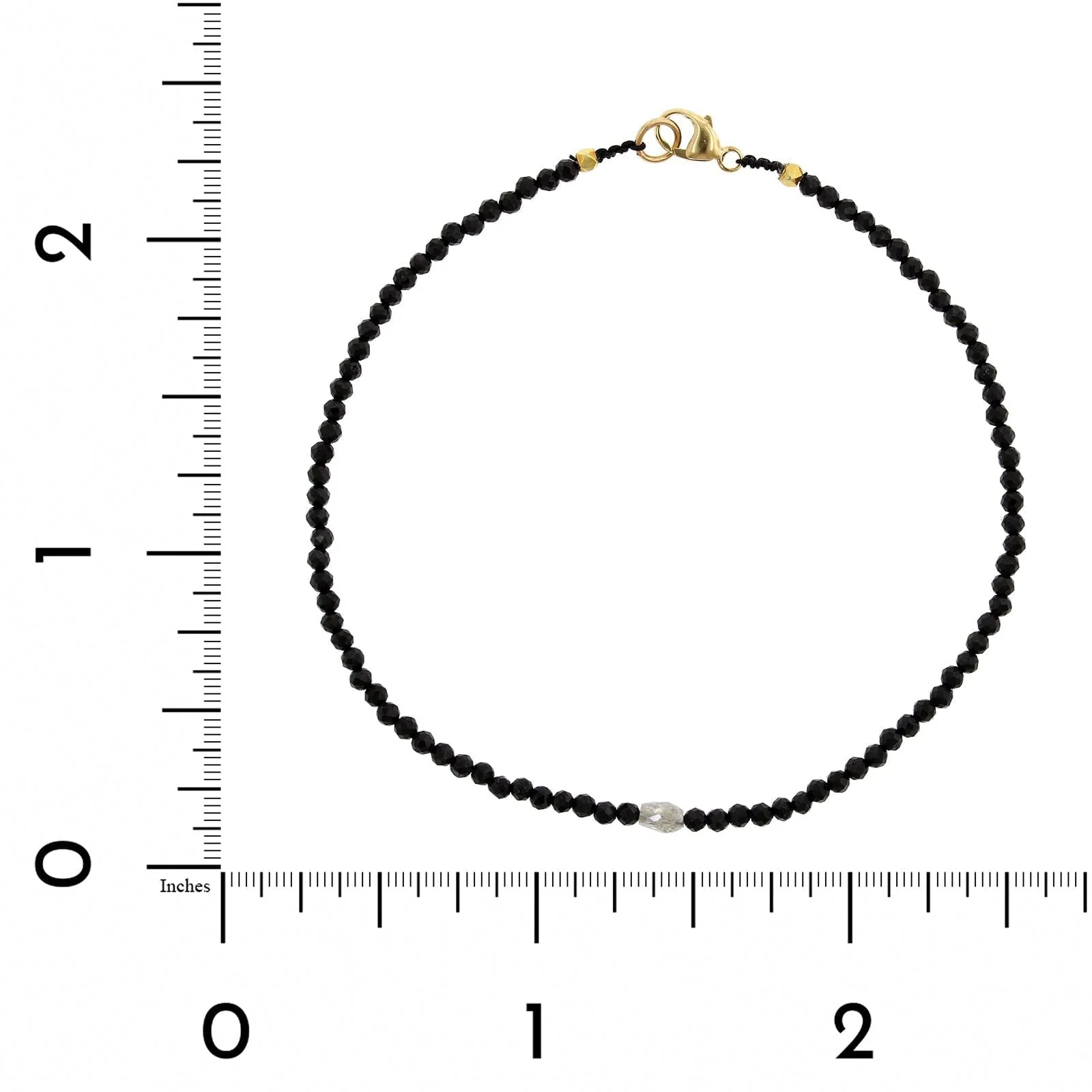 18K Yellow Gold Black Spinel Beaded Bracelet - Image 3