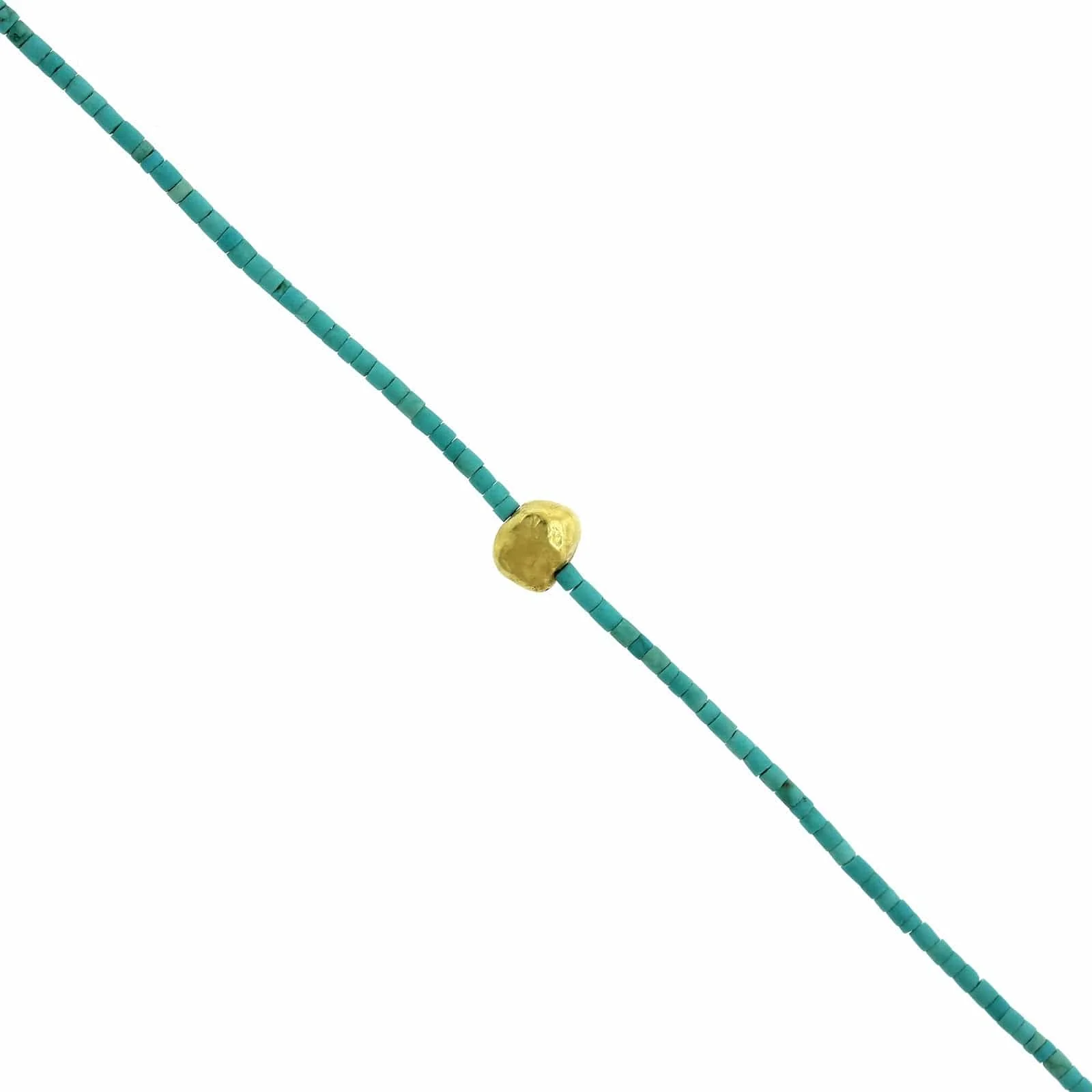 18K Yellow Gold Turquoise Beaded Bracelet - Image 2