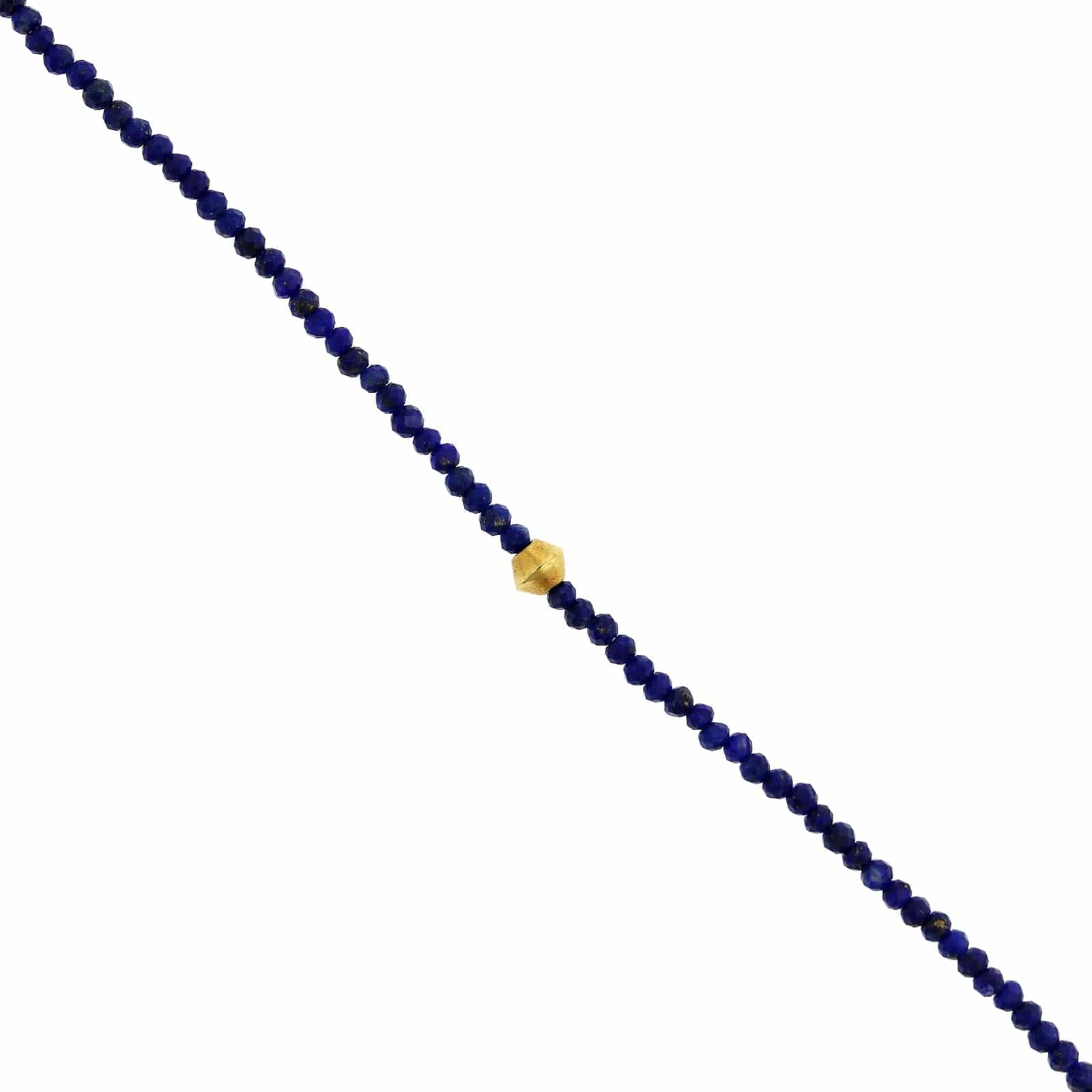 18K Yellow Gold Lapis Bead Bracelet - Image 2