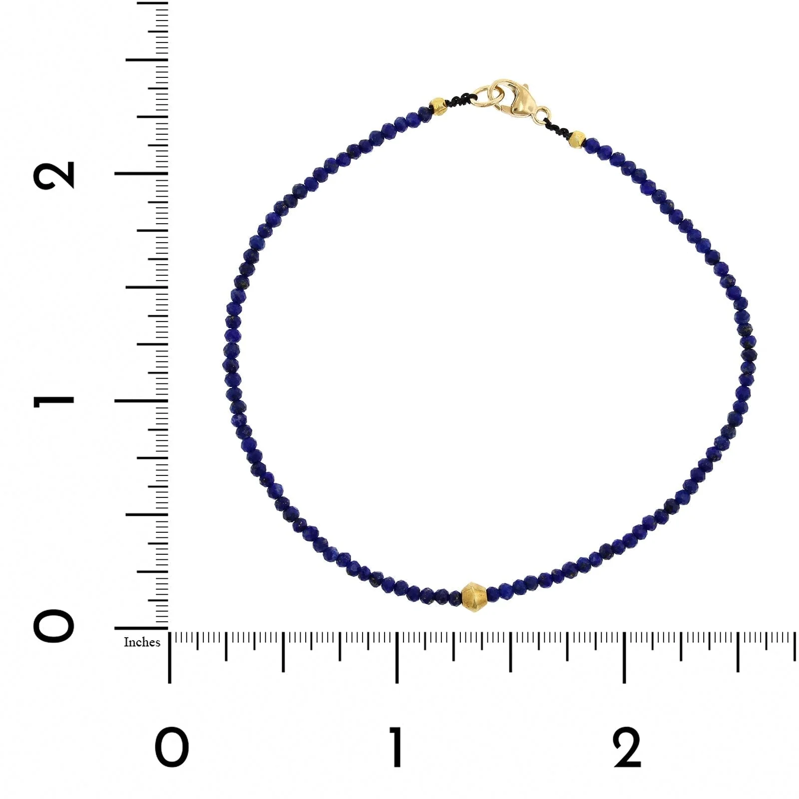 18K Yellow Gold Lapis Bead Bracelet - Image 3