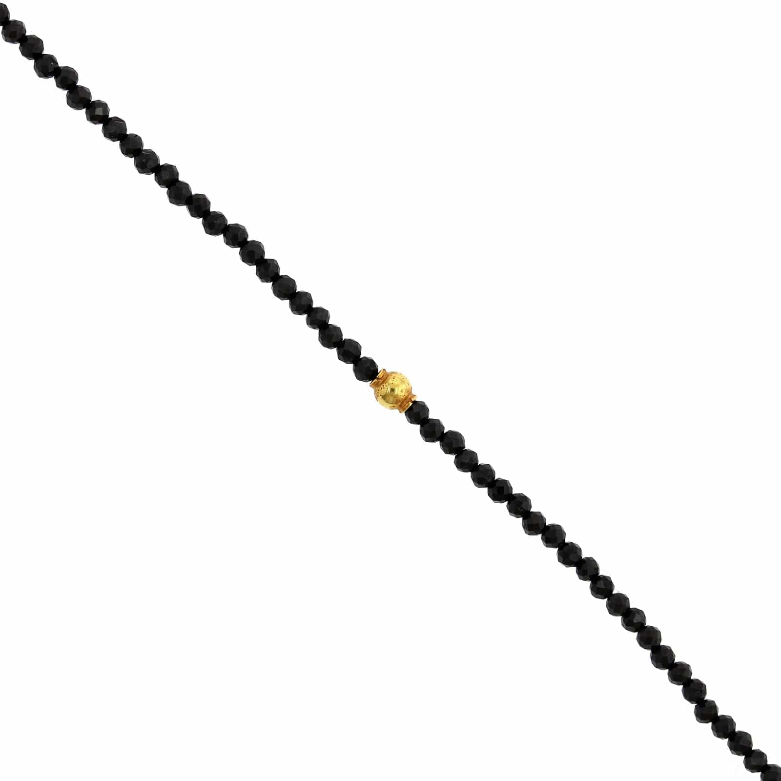 18K Yellow Gold Black Spinel Bead Bracelet - Image 2