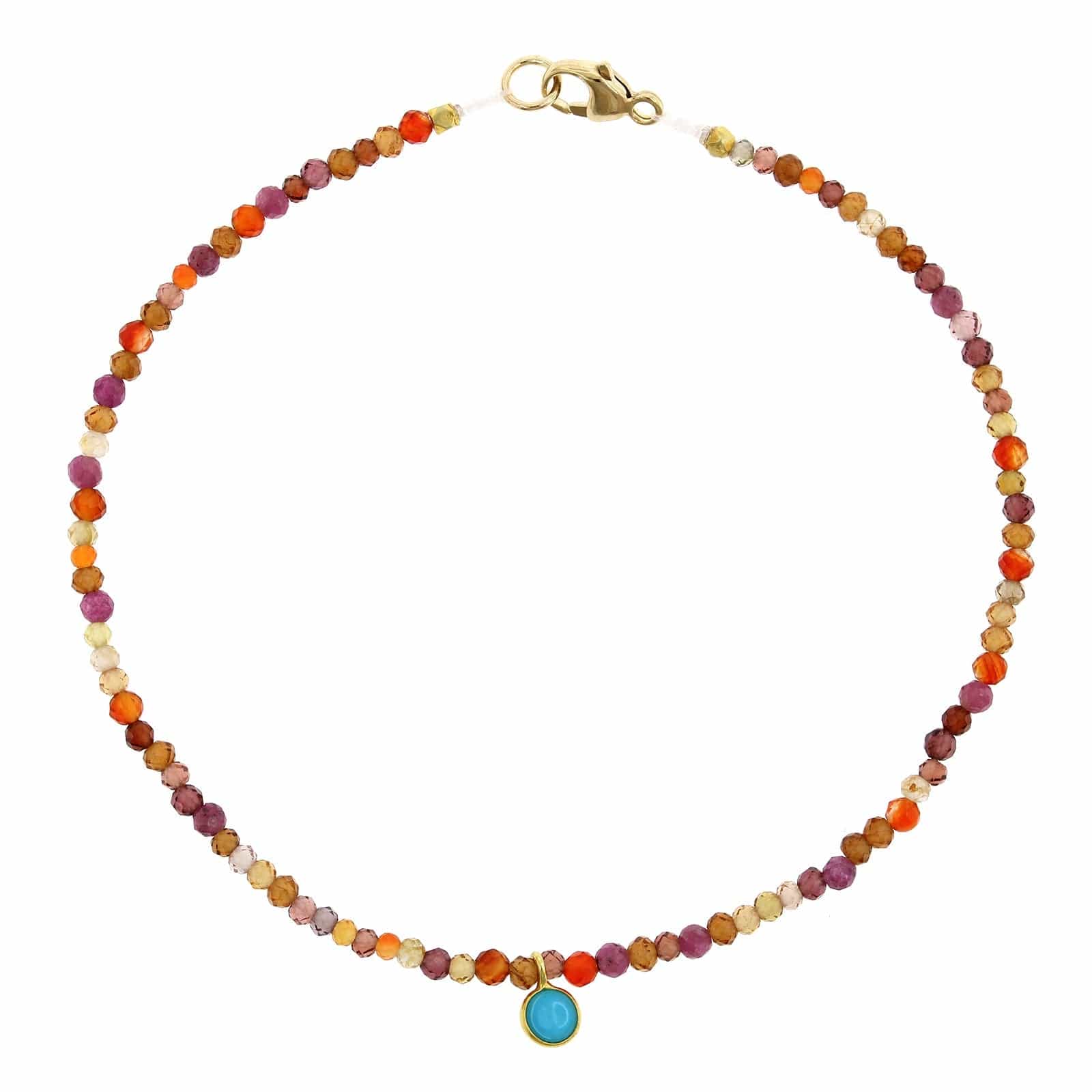 18K Yellow Gold Multi Stone Bead Bracelet