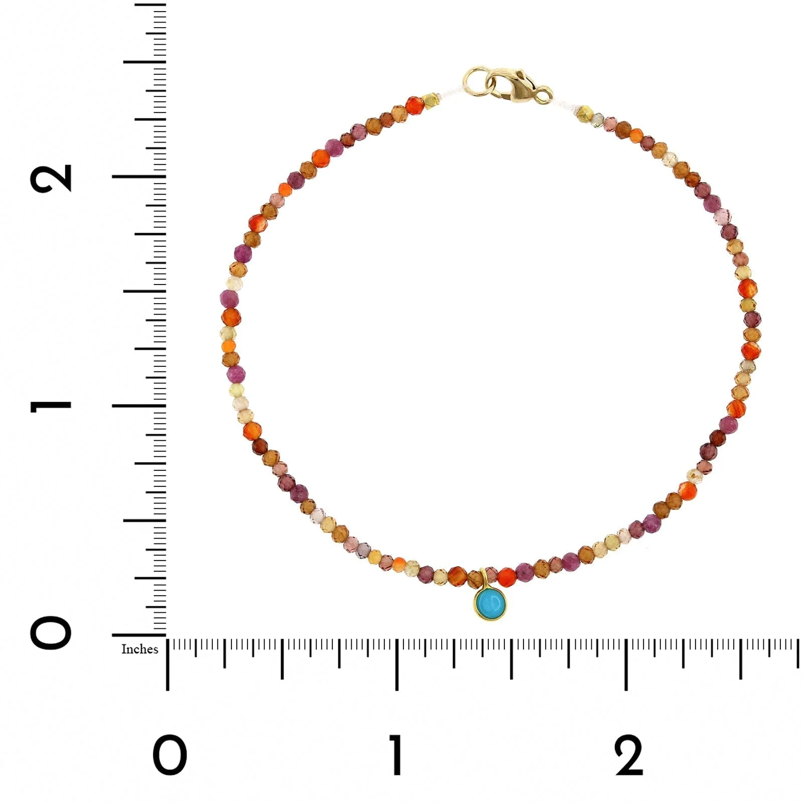 18K Yellow Gold Multi Stone Bead Bracelet - Image 3