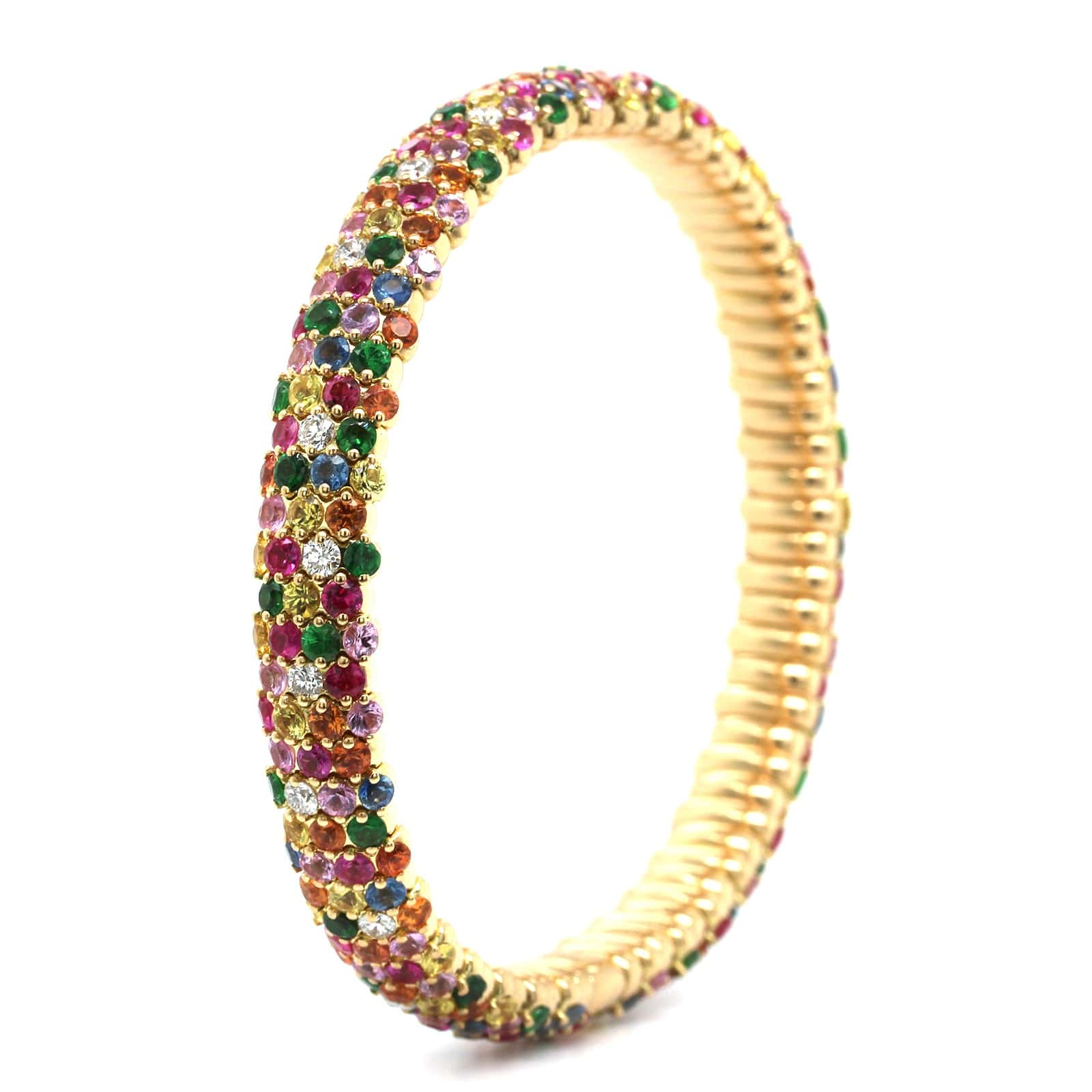 Zydo 18K Yellow Gold Diamond & Gemstone Stretch Bracelet - Image 2