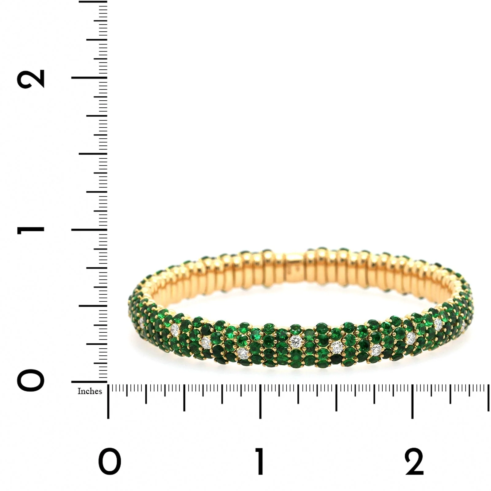 Zydo 18K Yellow Gold Diamond & Tsavorite Stretch Bracelet - Image 3