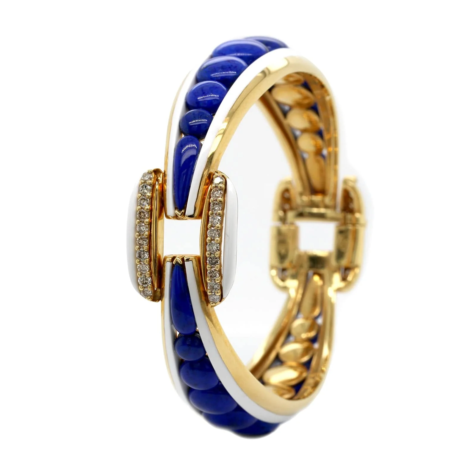 Etho Maria 18K Yellow Gold Brown Diamond and White Ceramic Bracelet - Image 2