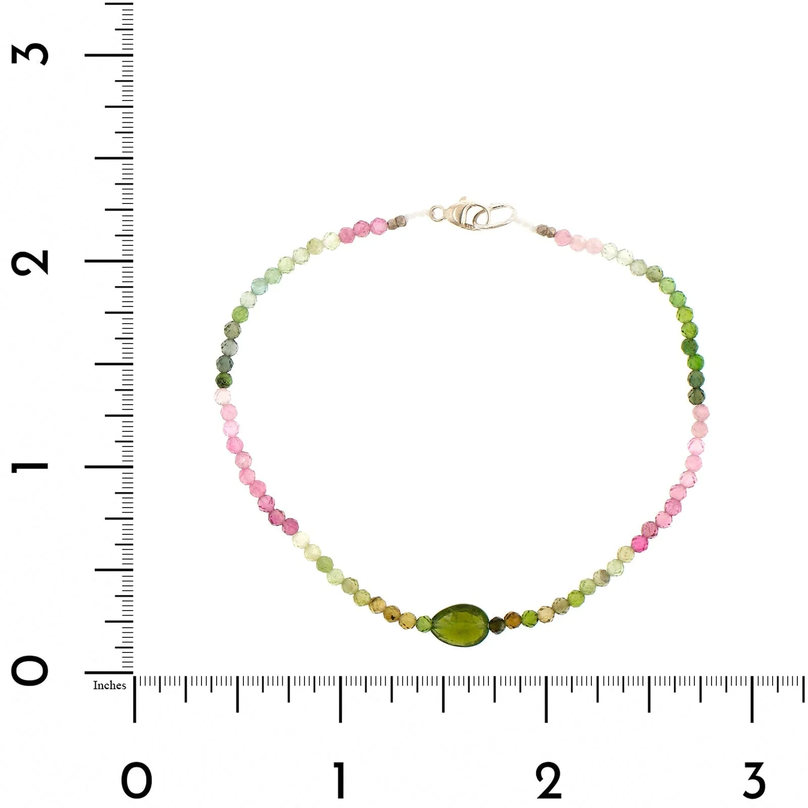 Sterling Silver Watermelon Tourmaline Beaded Bracelet - Image 2