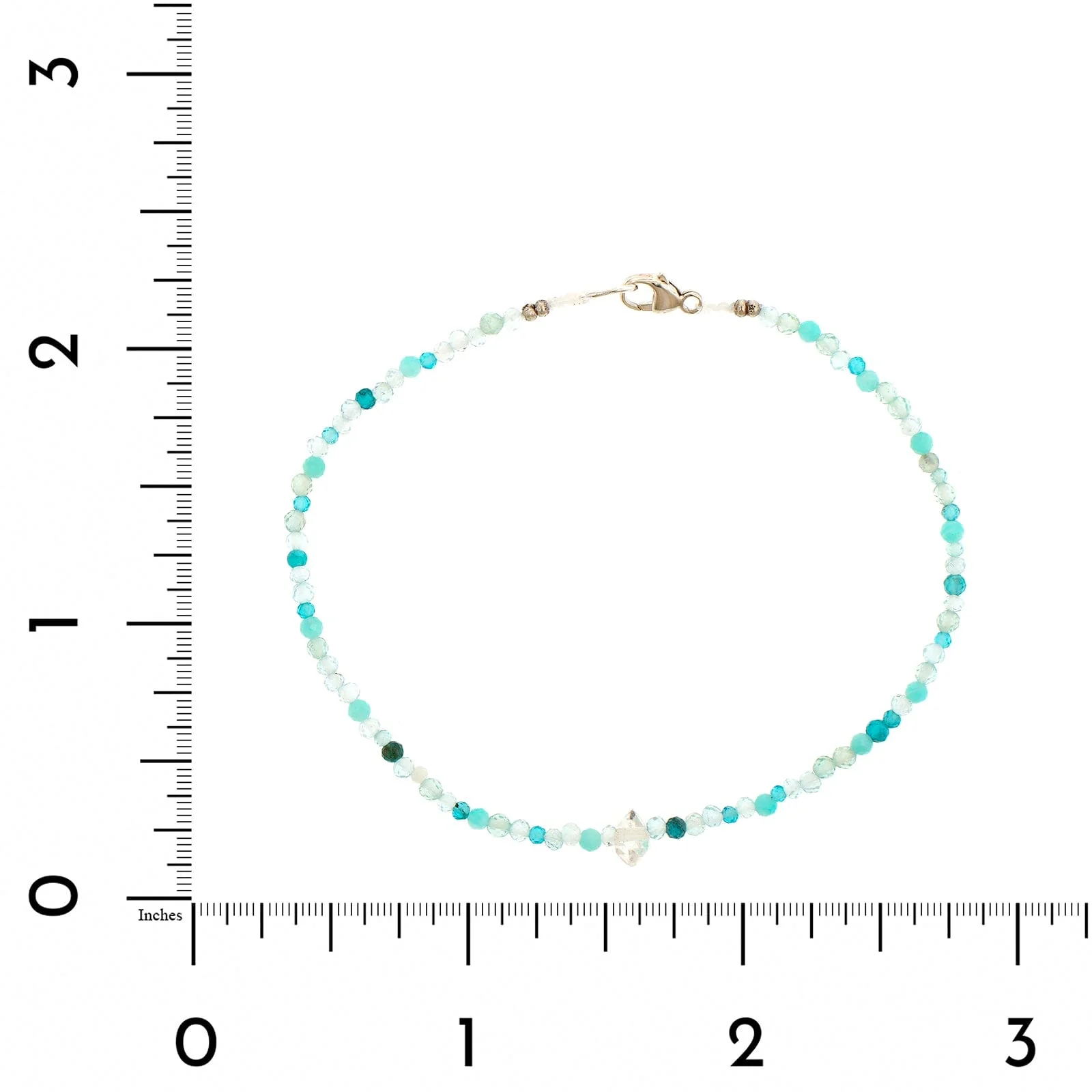 Sterling Silver Multi Gem & Herkimer Beaded Bracelet - Image 2