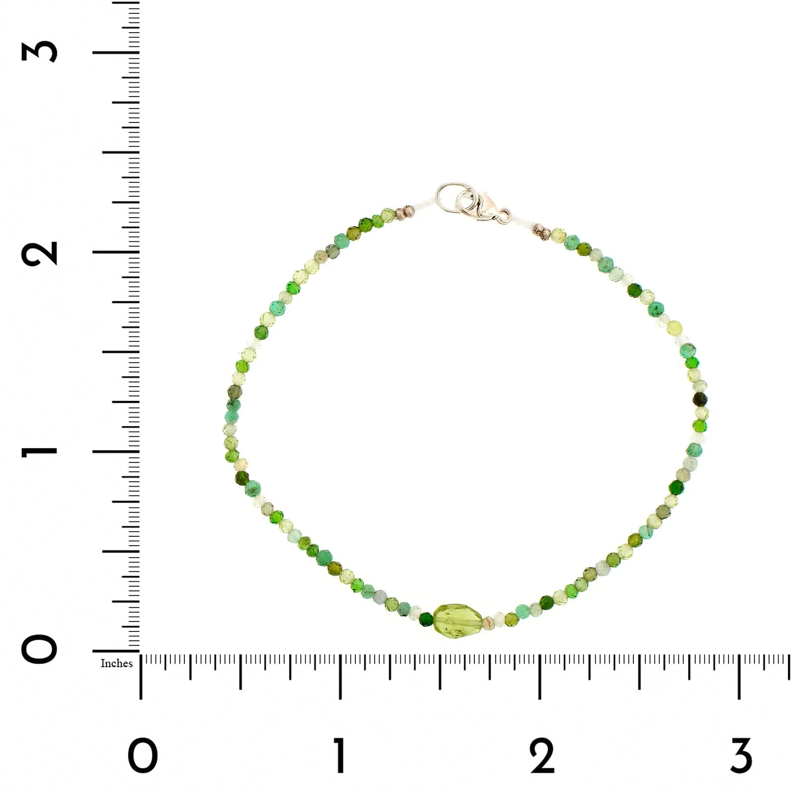 Sterling Silver Multi Gem & Peridot Beaded Bracelet - Image 2